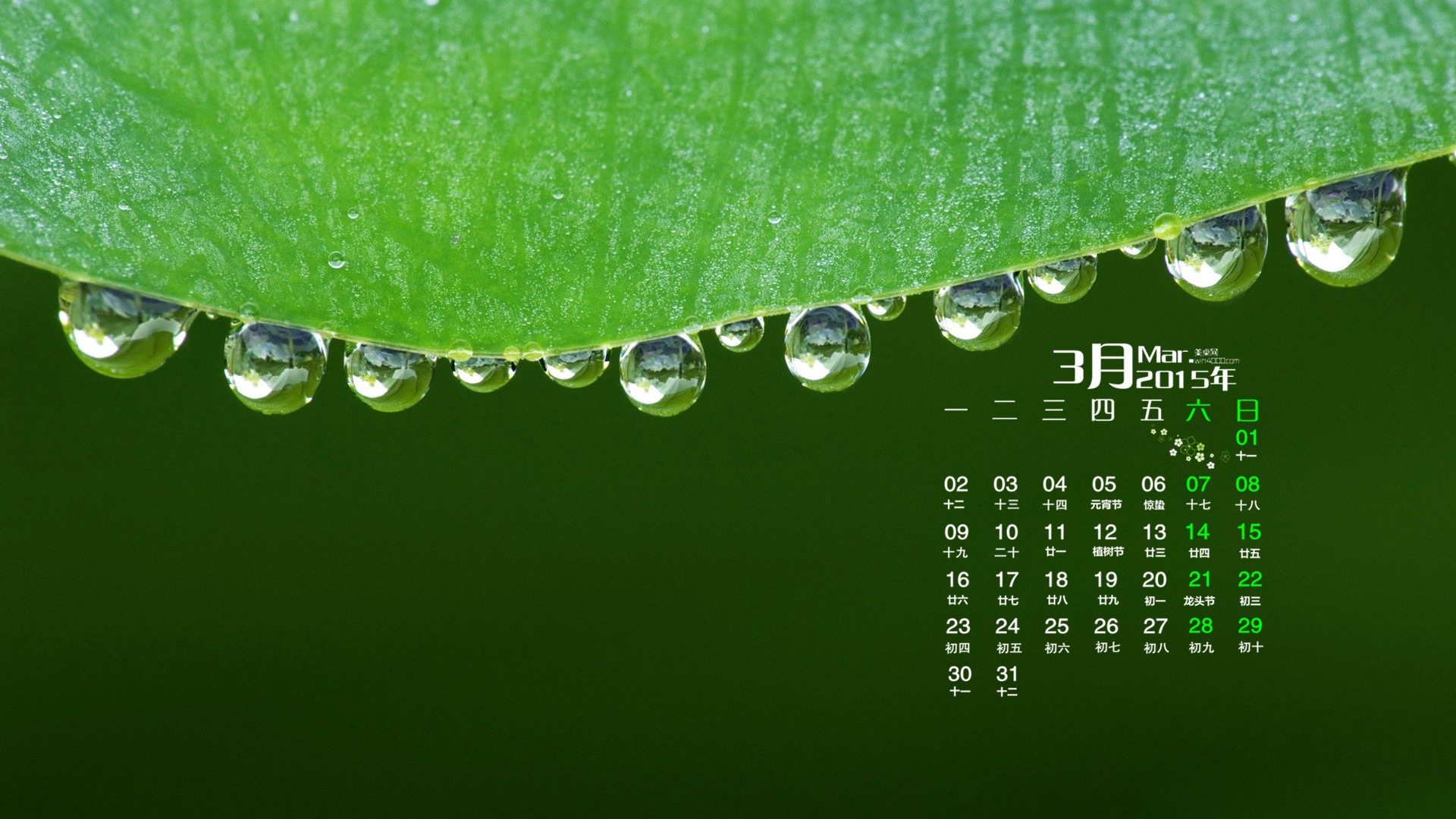 2015年3月 月曆壁紙(一) #3 - 1920x1080
