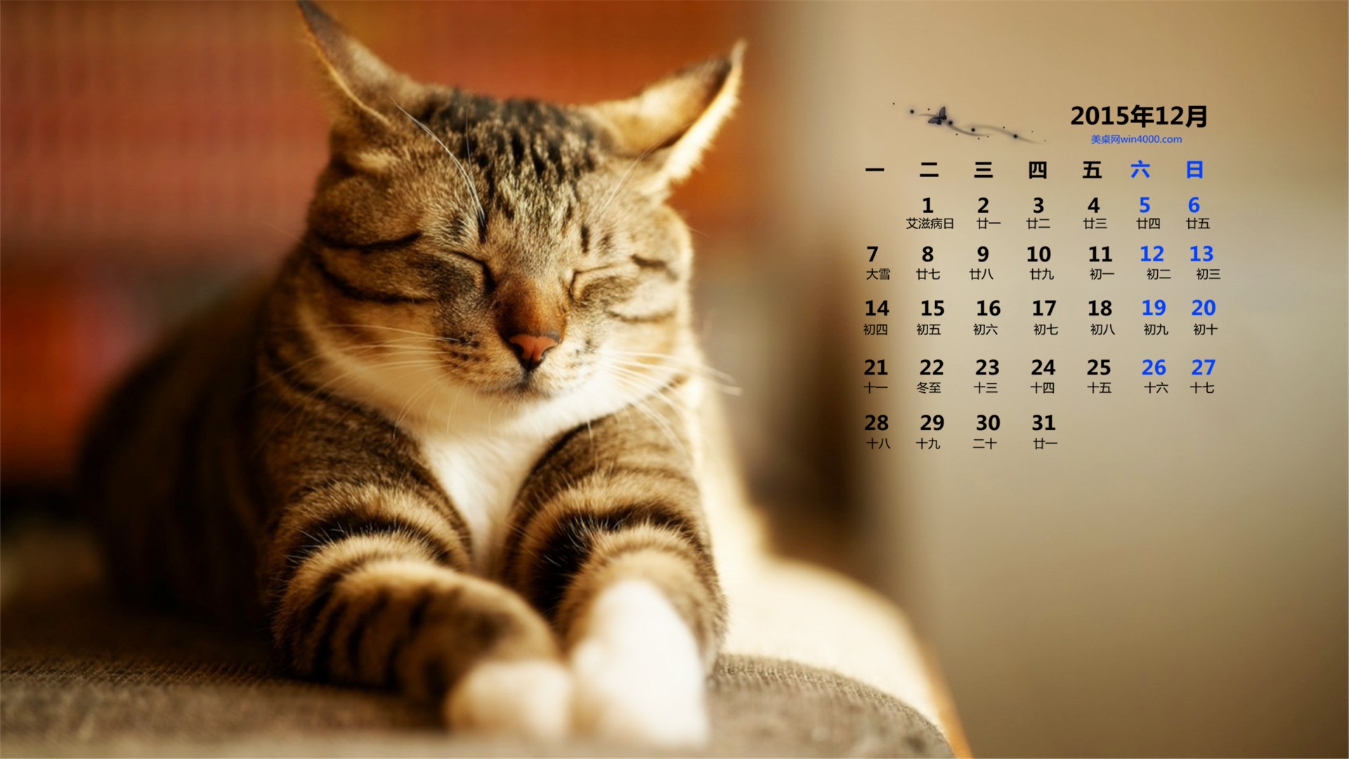 2015年12月 月曆壁紙(一) #14 - 1920x1080