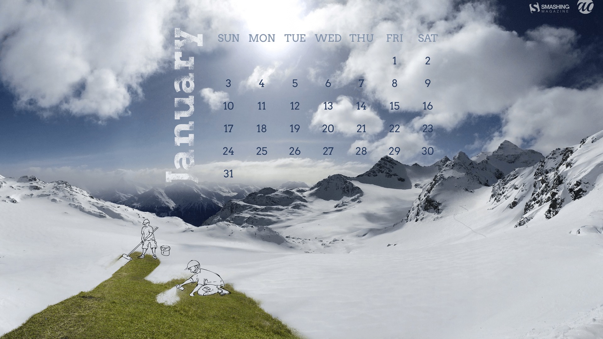 Januar 2016 Kalender Wallpaper (2) #18 - 1920x1080