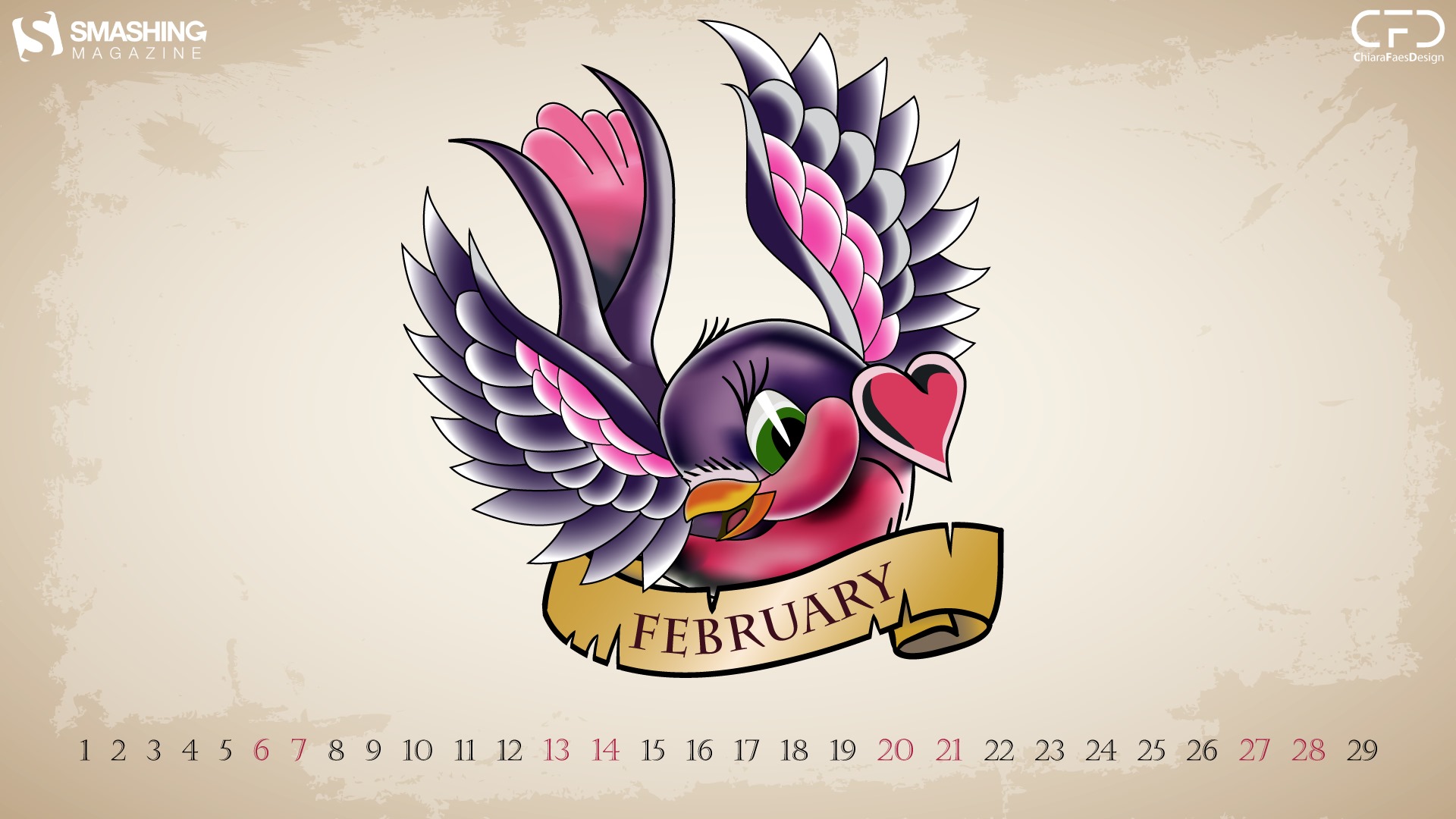 Februar 2016 Kalender Wallpaper (2) #1 - 1920x1080