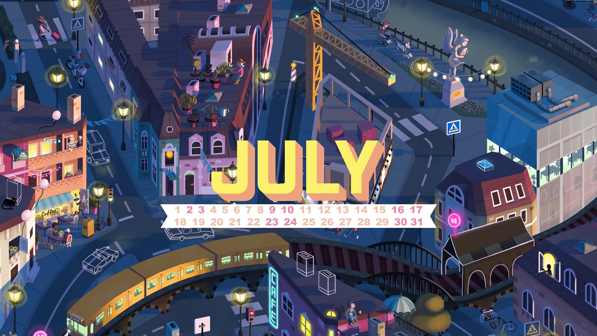 July 2016 calendar wallpaper (1) #1 - 1920x1080