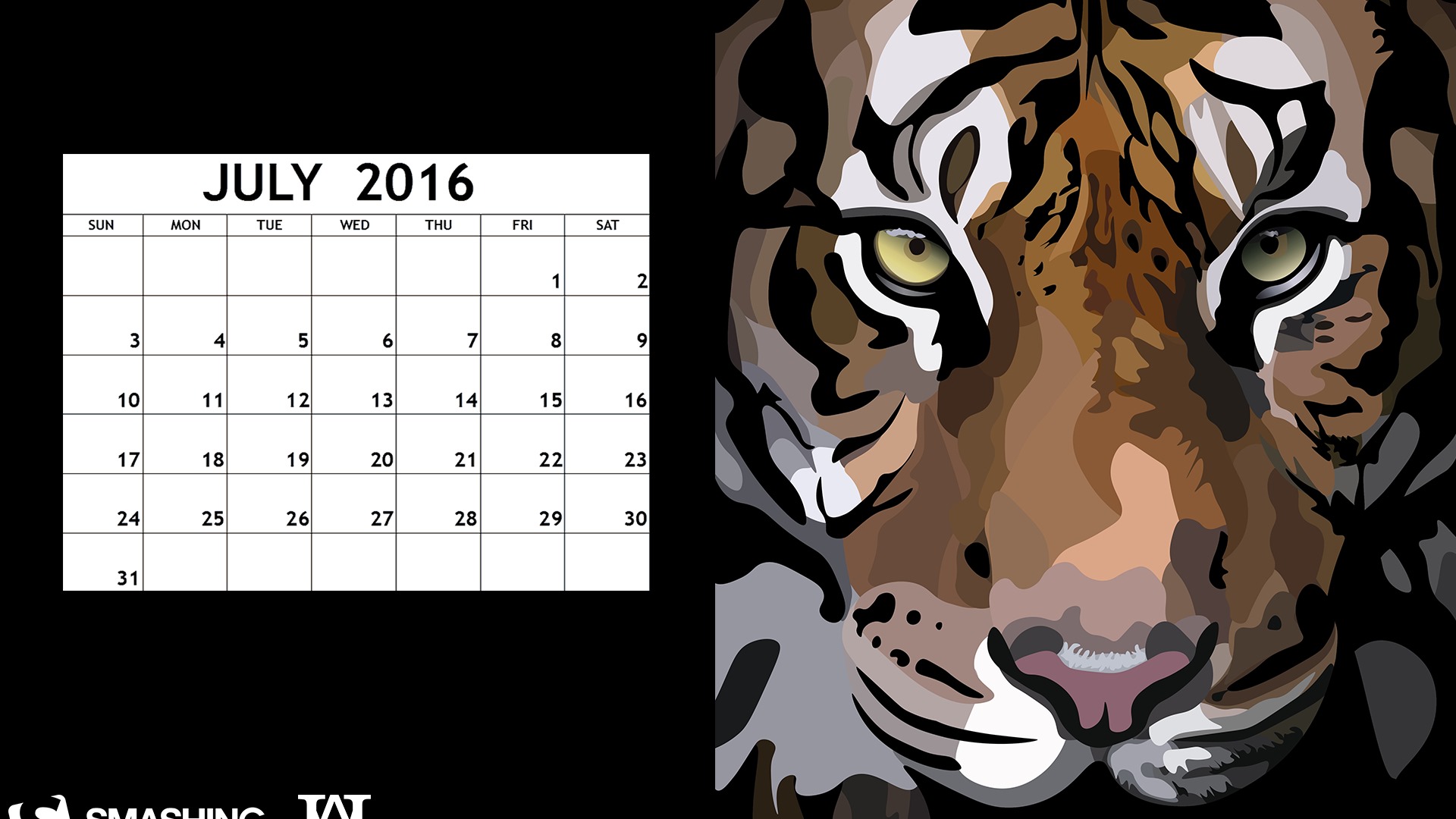 2016年7月 月曆壁紙(二) #18 - 1920x1080