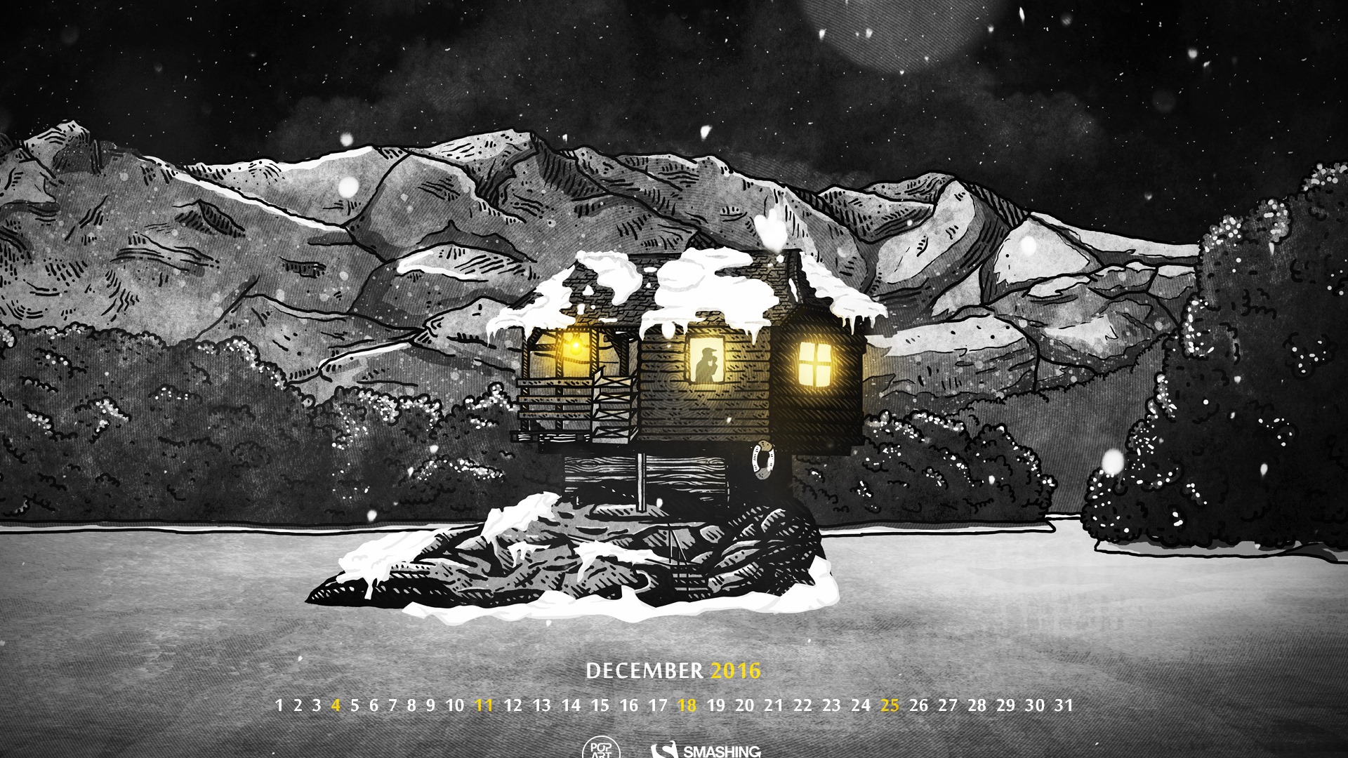 Décembre 2016 Fond d'écran calendrier thème Noël (2) #5 - 1920x1080