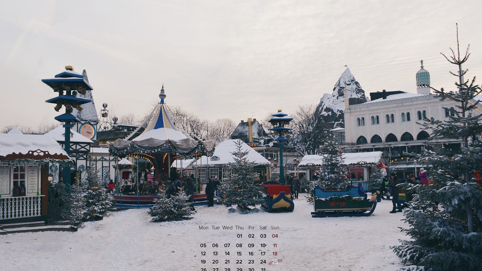 December 2016 Christmas theme calendar wallpaper (2) #11 - 1920x1080