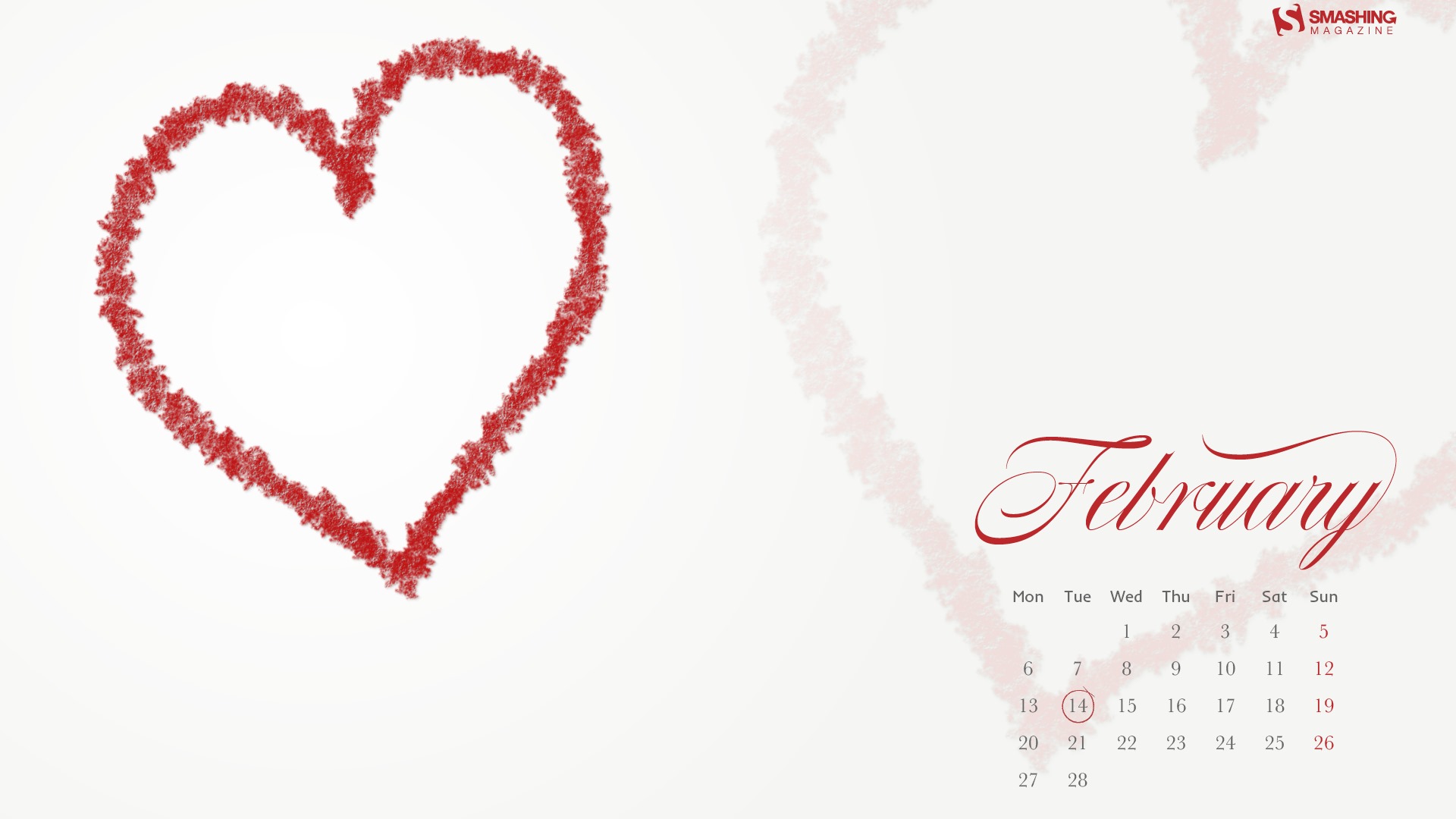 Fondo de escritorio de calendario de febrero de 2017 (2) #9 - 1920x1080