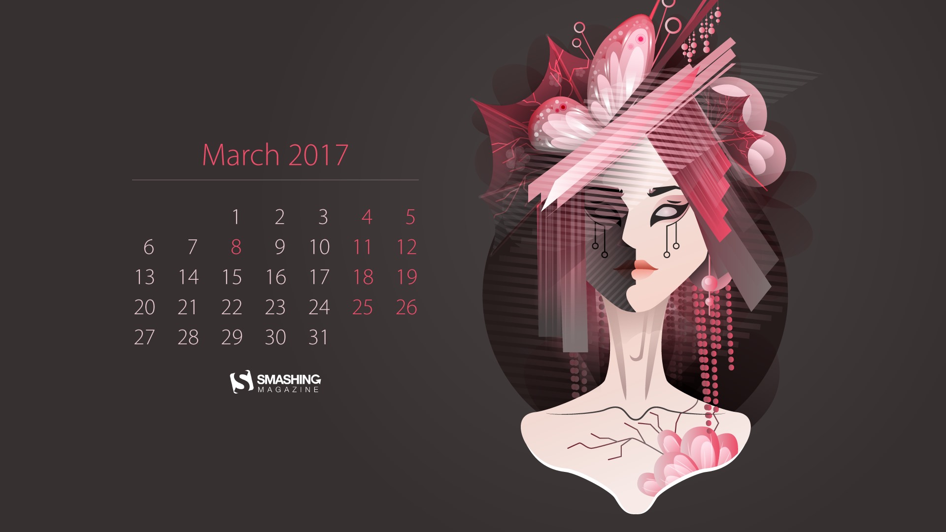 Března 2017 kalendář tapeta (2) #2 - 1920x1080
