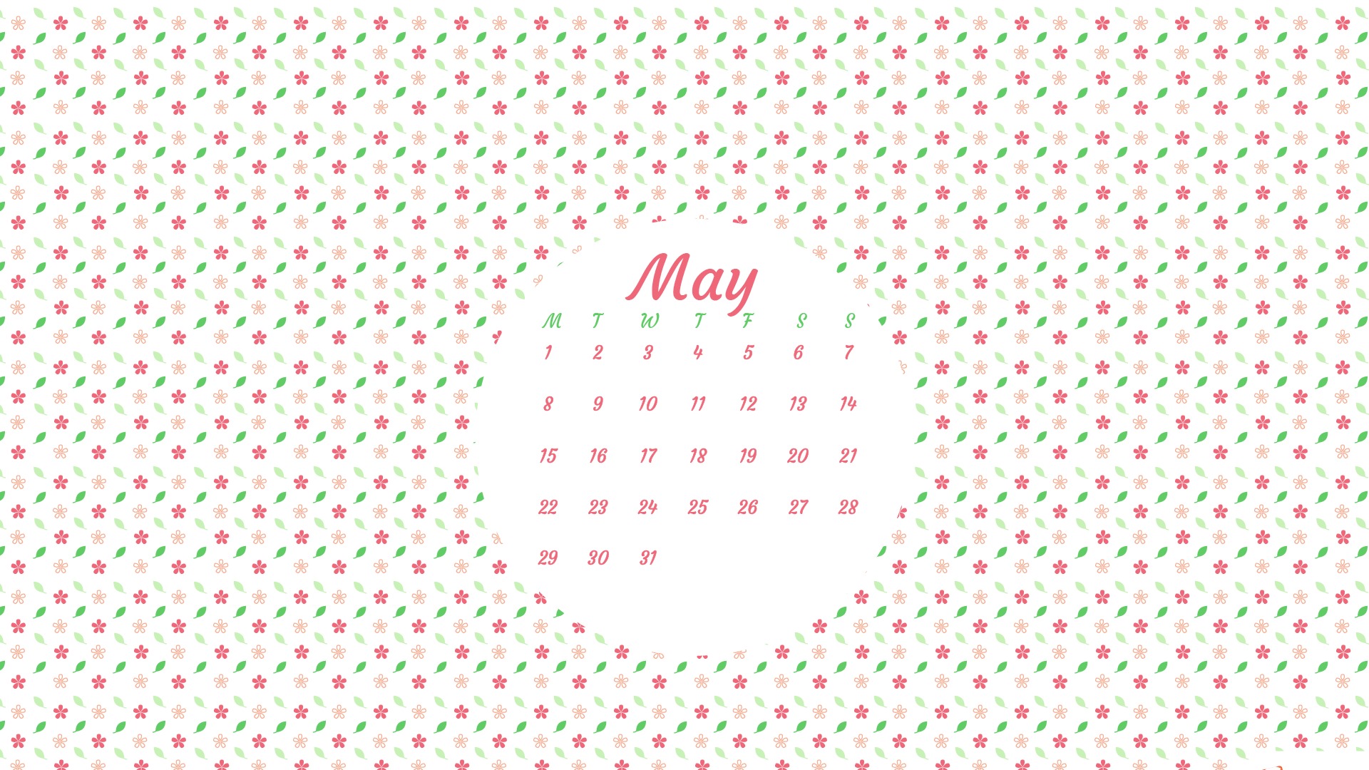 Fondo de pantalla del calendario de mayo de 2017 #8 - 1920x1080