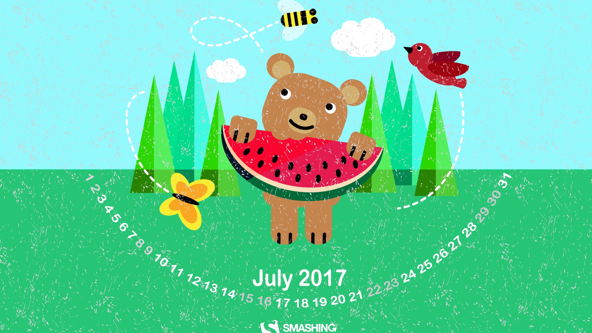 2017年7月のカレンダーの壁紙 #22 - 1920x1080