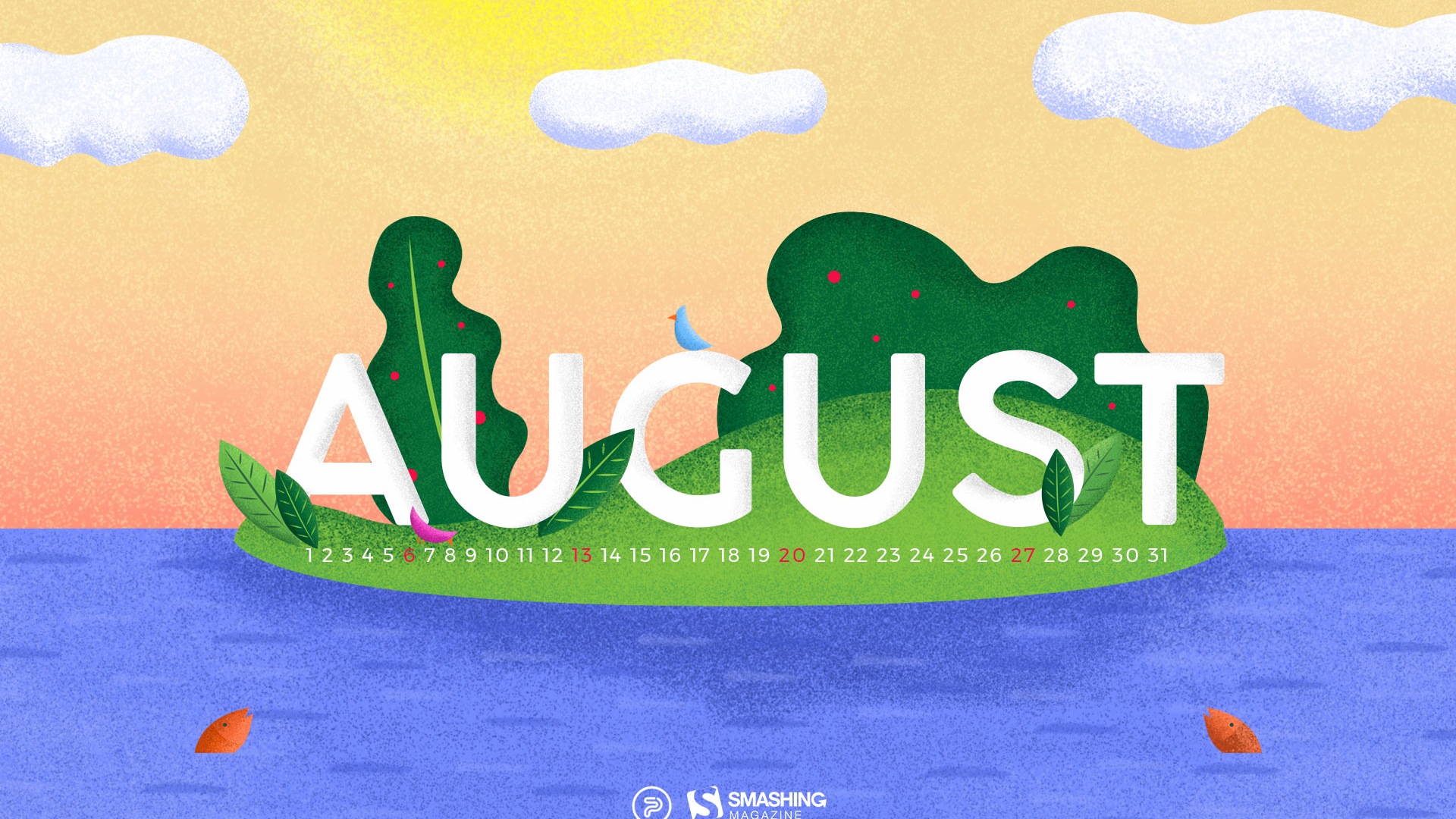 August 2017 calendar wallpaper #6 - 1920x1080