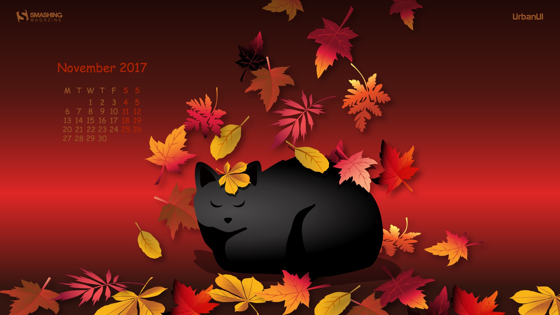 2017年11月 月曆壁紙 #22 - 1920x1080
