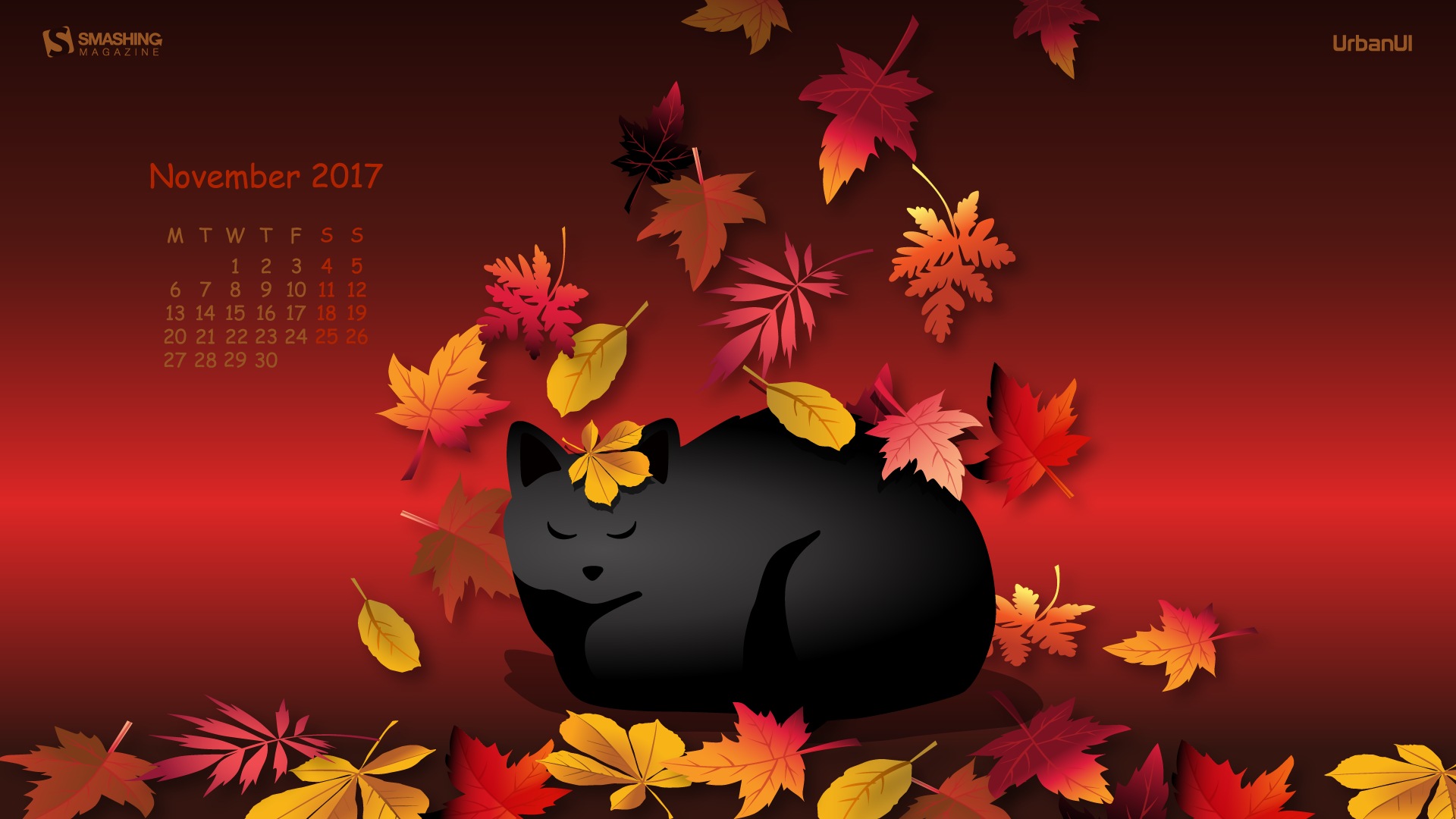 November 2017 calendar wallpaper #22 - 1920x1080