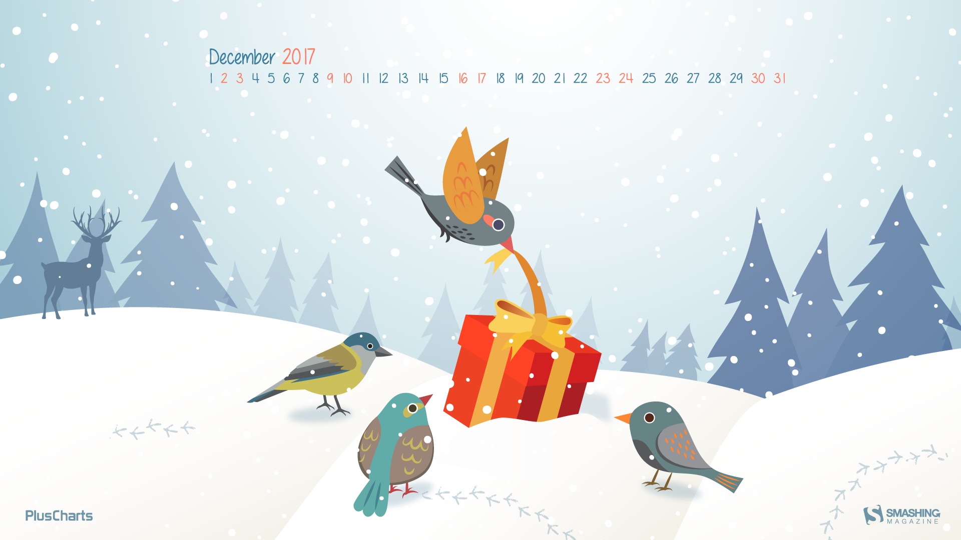 Fond d'écran du calendrier de décembre 2017 #25 - 1920x1080