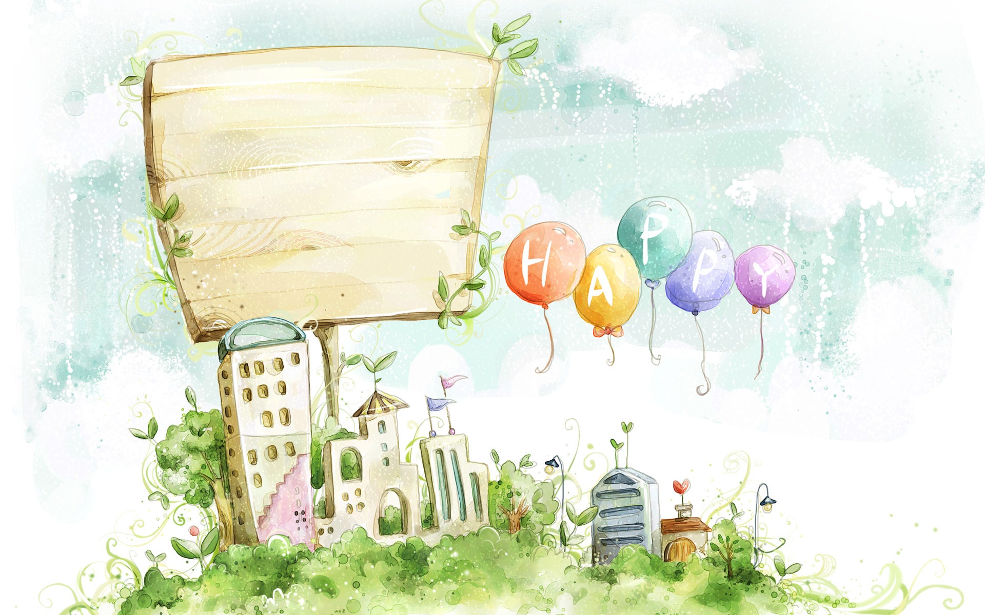 卡通夢幻風光壁紙 #39 - 1920x1200