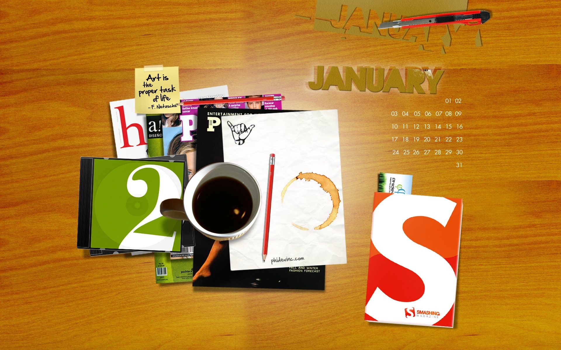 Januar 2010 Kalender Wallpaper #20 - 1920x1200