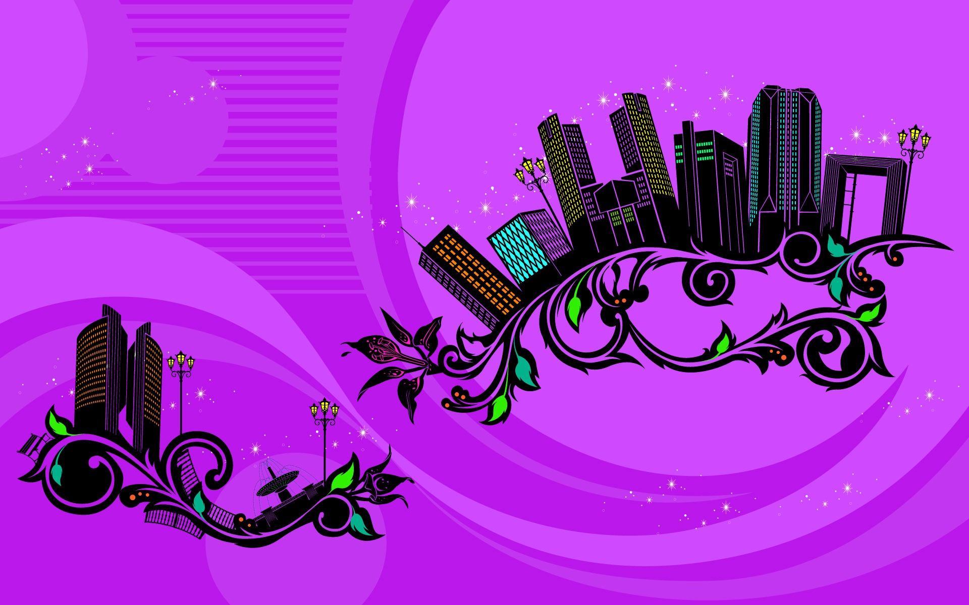 矢量花紋城市 壁紙(一) #4 - 1920x1200