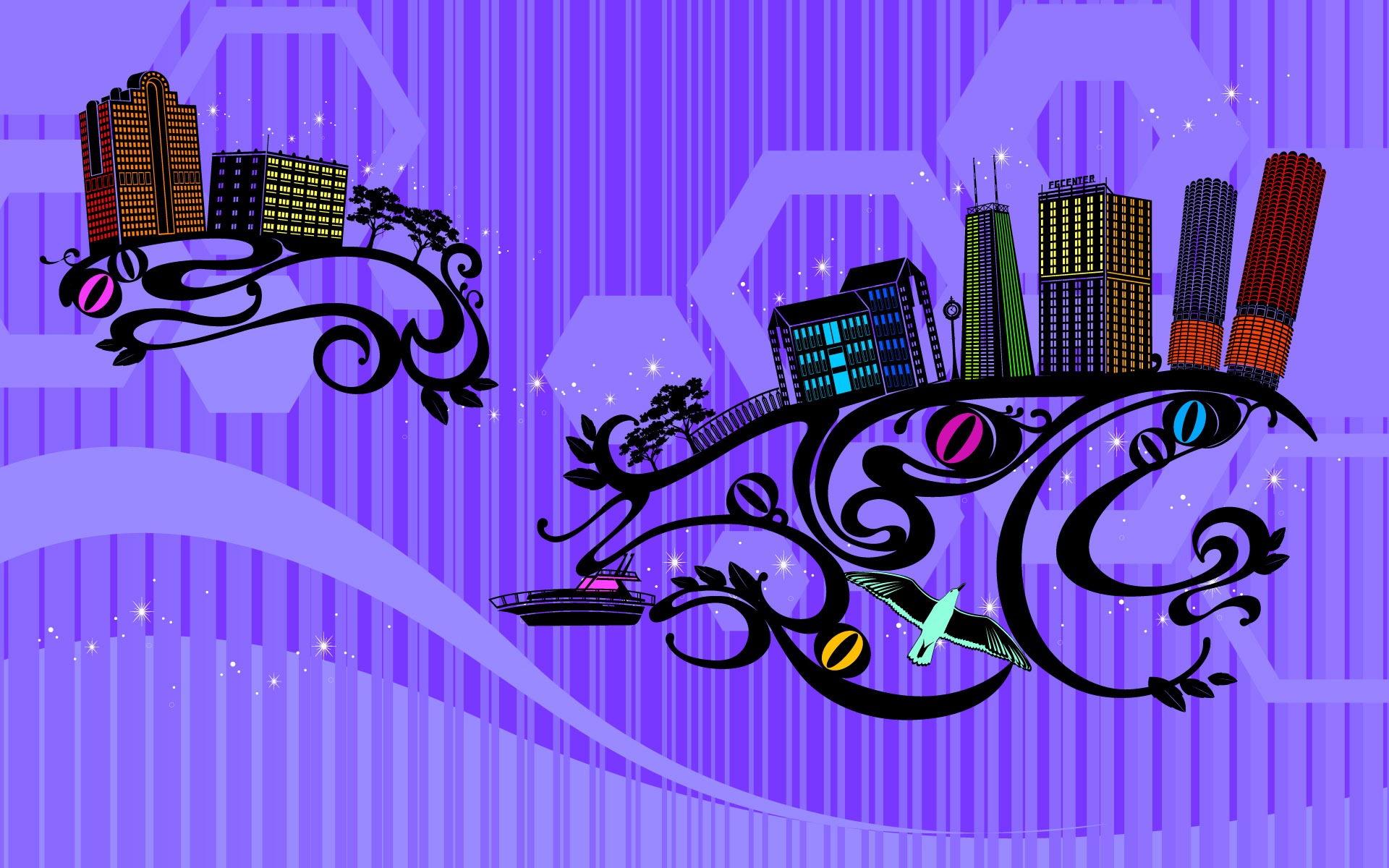 矢量花紋城市 壁紙(二) #4 - 1920x1200