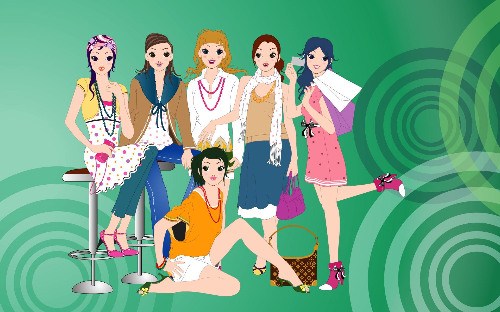 Vector urban women wallpaper (1) #2 - 1920x1200