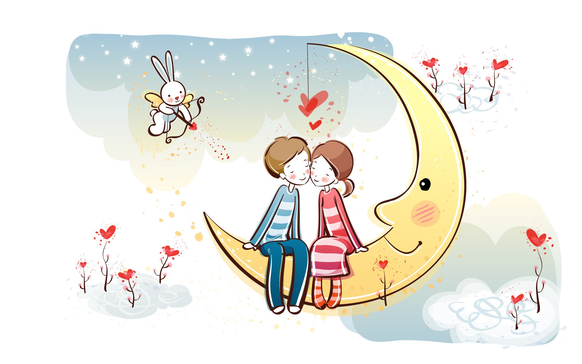 Cartoon Valentine's Day wallpapers (2) #2 - 1920x1200