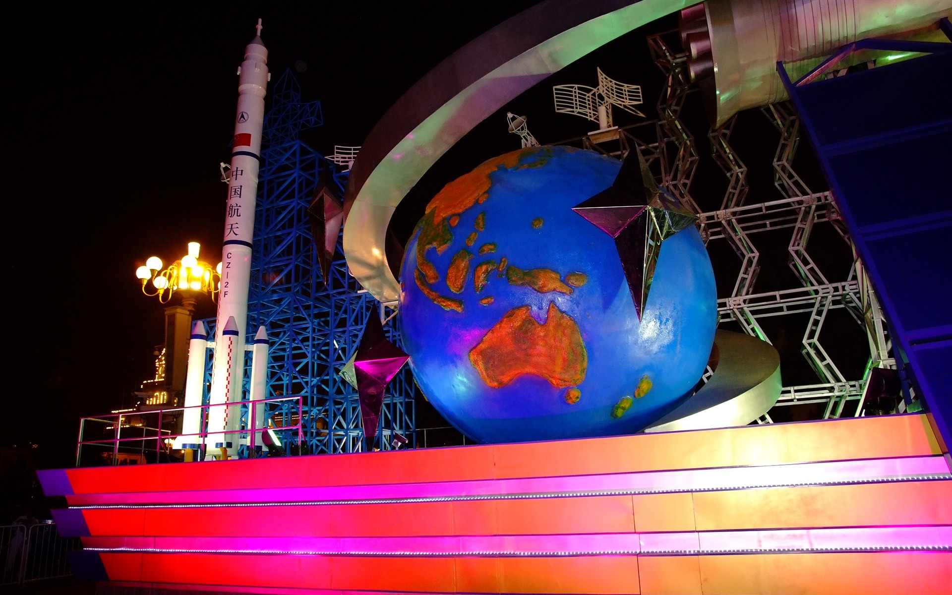天安門廣場多彩夜景(螺紋鋼作品) #38 - 1920x1200