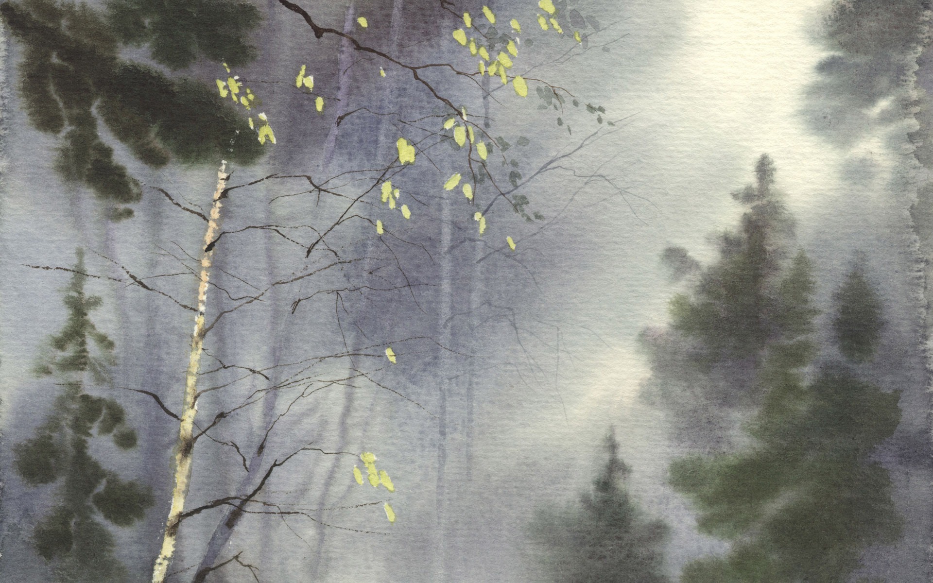 Fond d'écran paysage aquarelle peinte à la main (1) #1 - 1920x1200