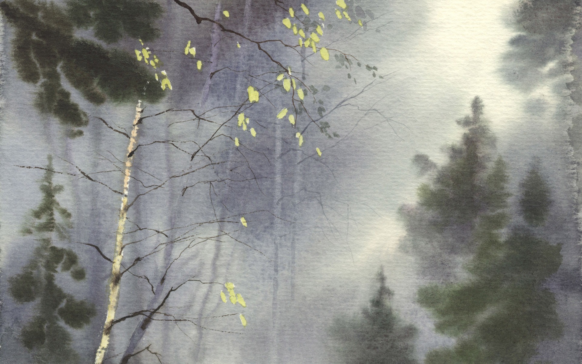 水彩風景手描き壁紙 (1) #1 - 1920x1200