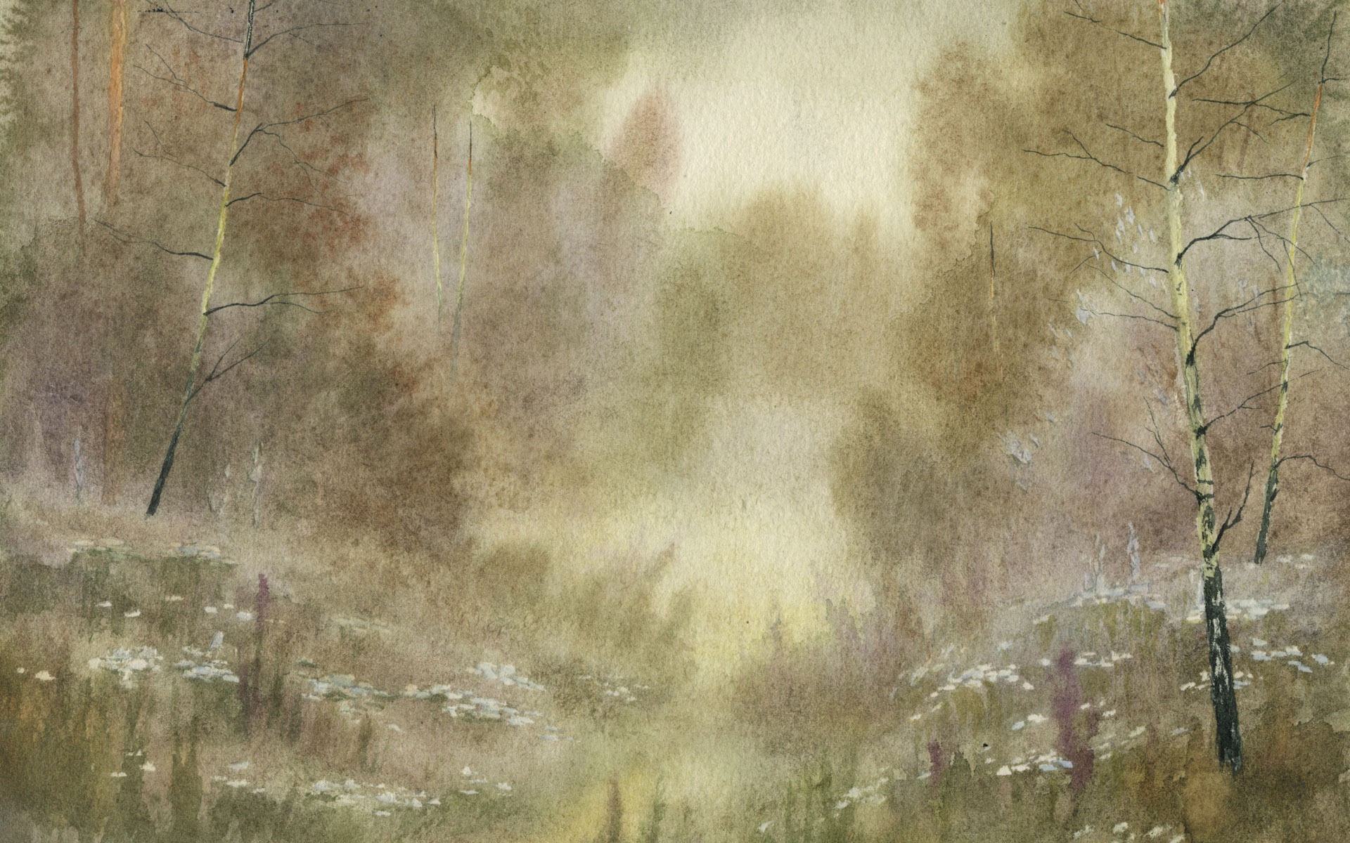 Fond d'écran paysage aquarelle peinte à la main (1) #2 - 1920x1200