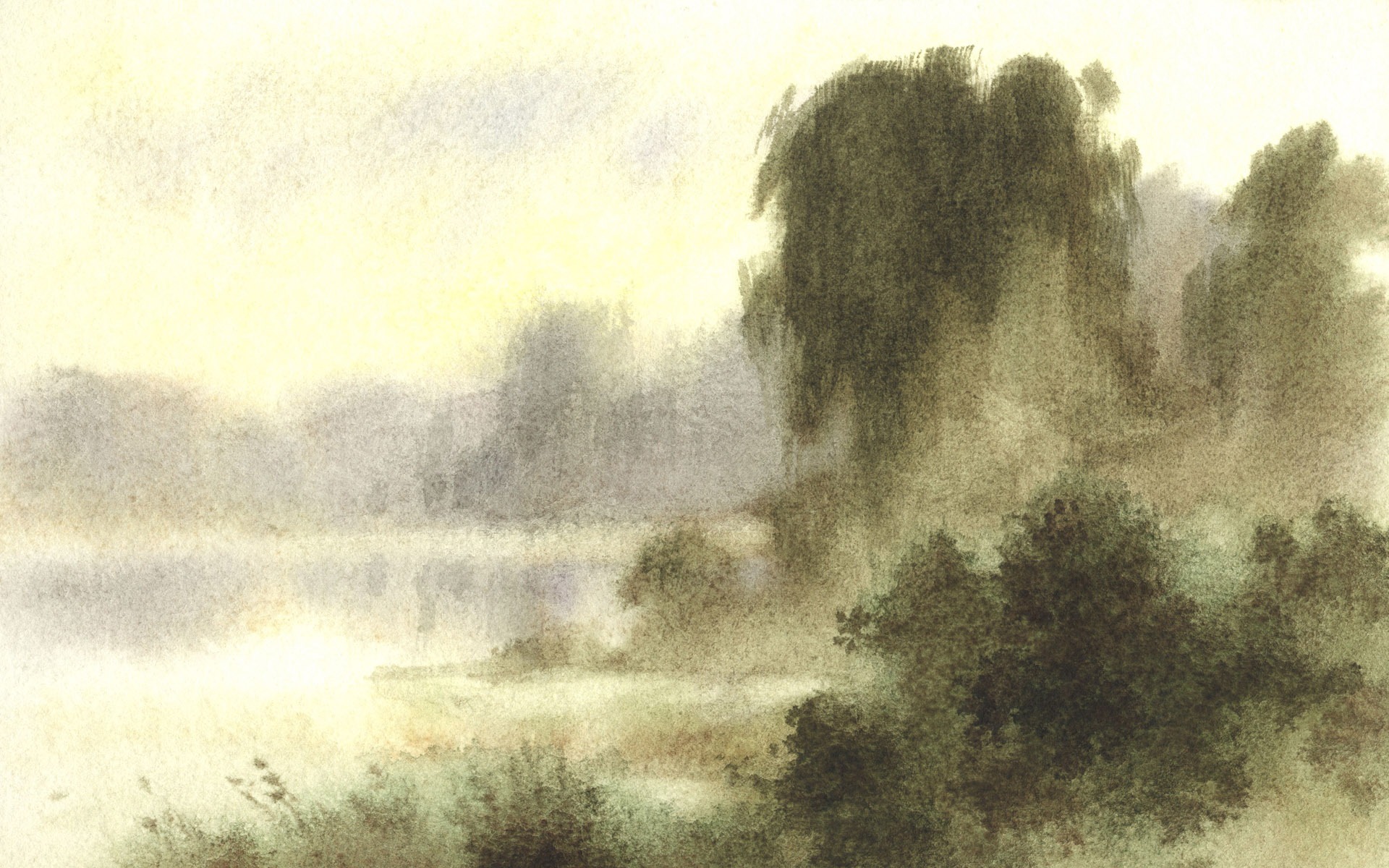 Fond d'écran paysage aquarelle peinte à la main (1) #17 - 1920x1200