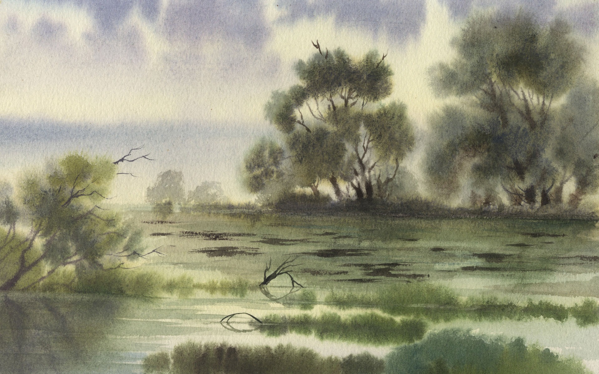 水彩景色 手绘壁纸(一)19 - 1920x1200