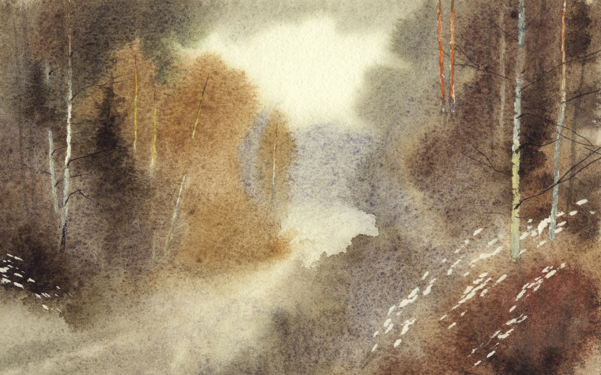 Watercolor landscape hand-painted wallpaper (2) #10 - 1920x1200