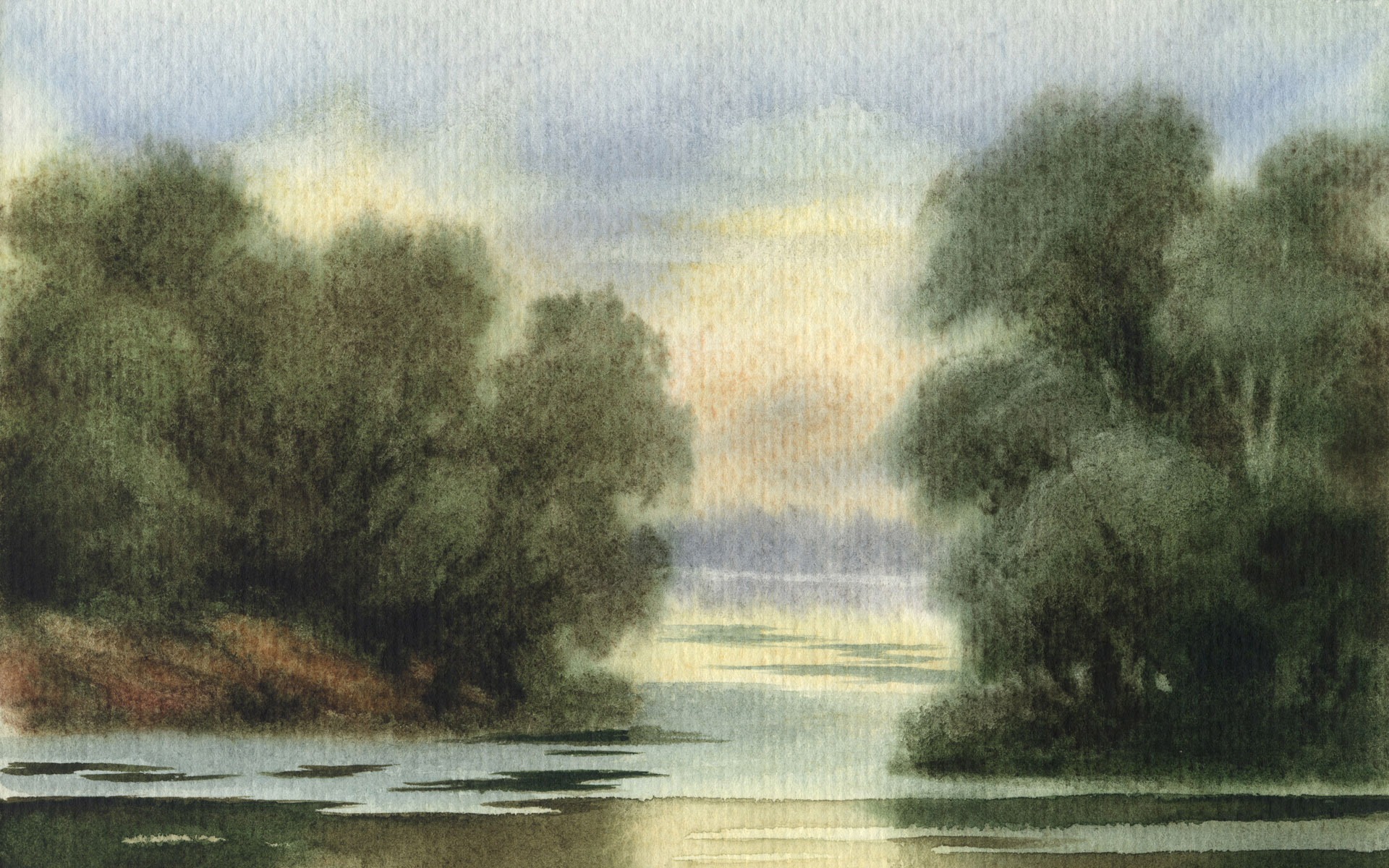 Fond d'écran paysage aquarelle peinte à la main (2) #13 - 1920x1200