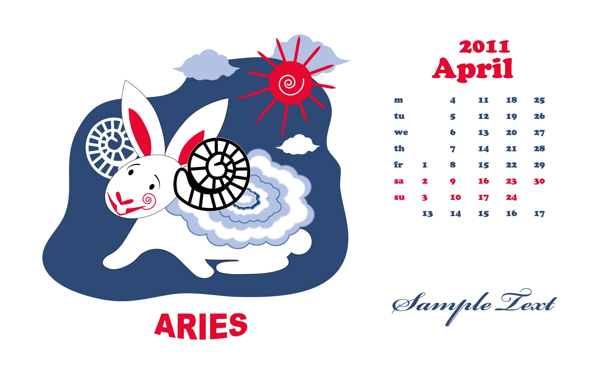 Year of the Rabbit 2011 calendar wallpaper (2) #9 - 1920x1200