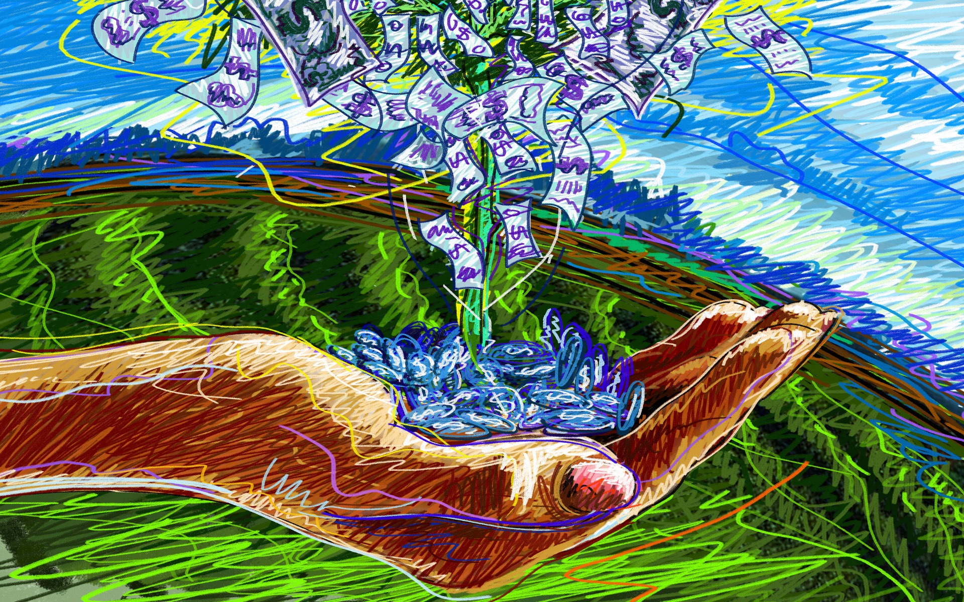 Living hand-painted wallpaper widescreen (2) #1 - 1920x1200