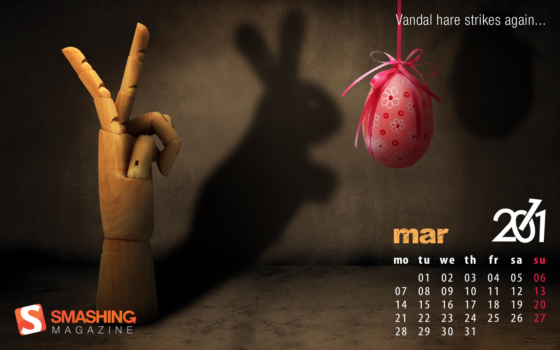 2011年3月 月曆壁紙 #1 - 1920x1200