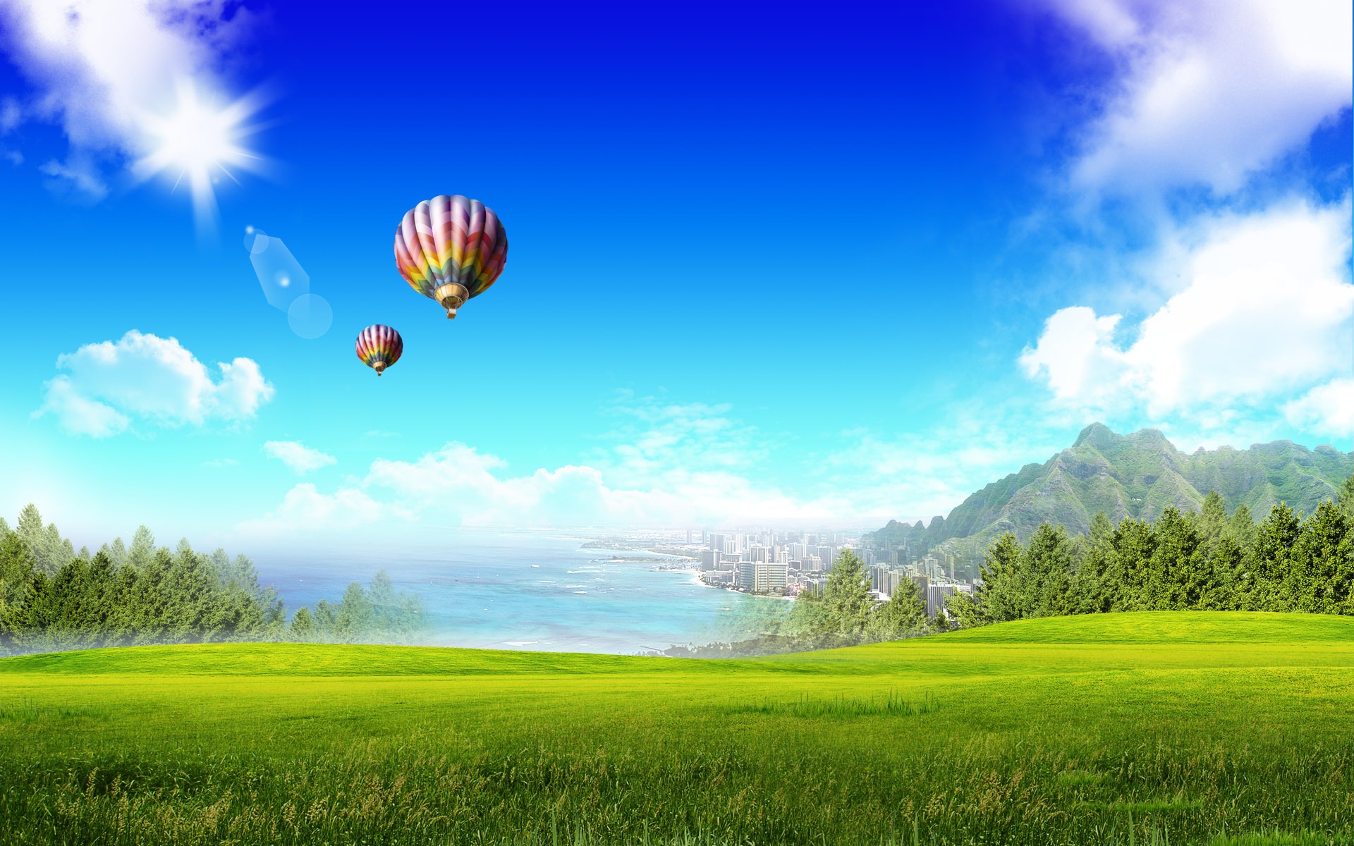 Photoshop sonnigen Sommertag Landschaft Wallpaper (2) #7 - 1920x1200