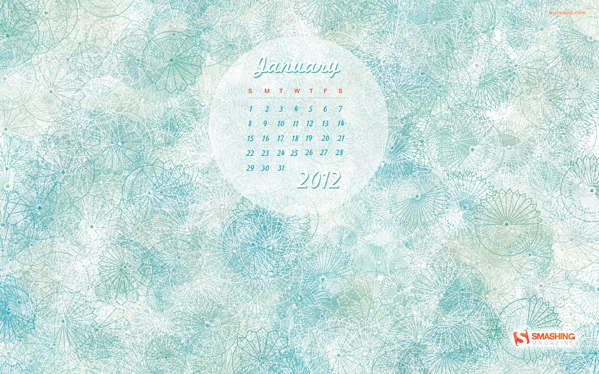 2012年1月 月曆壁紙 #9 - 1920x1200