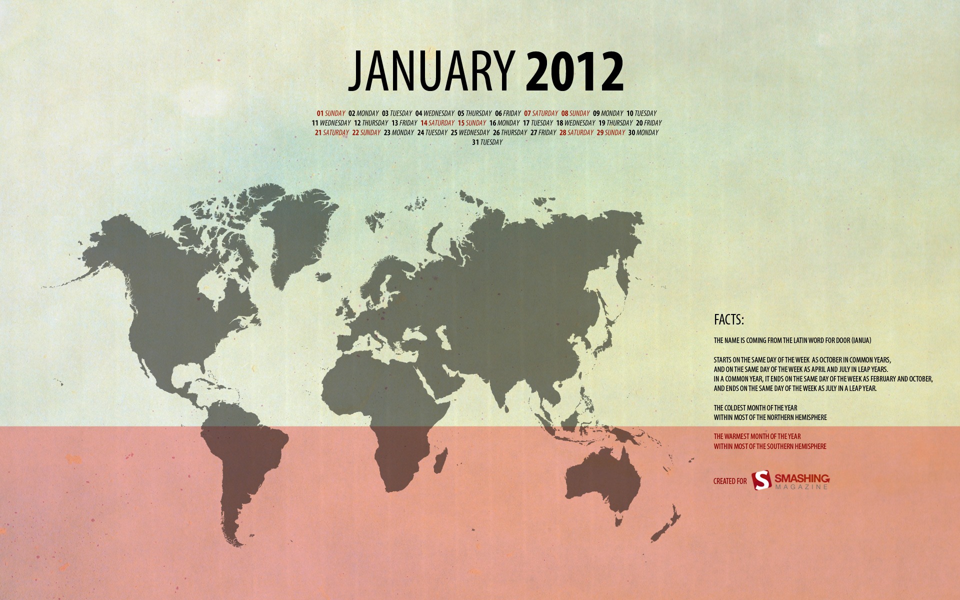 Januar 2012 Kalender Wallpapers #10 - 1920x1200