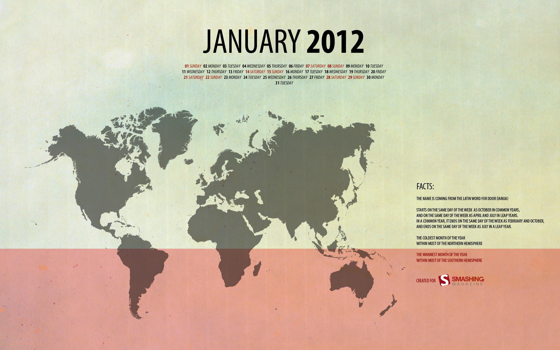 2012年1月 月曆壁紙 #10 - 1920x1200