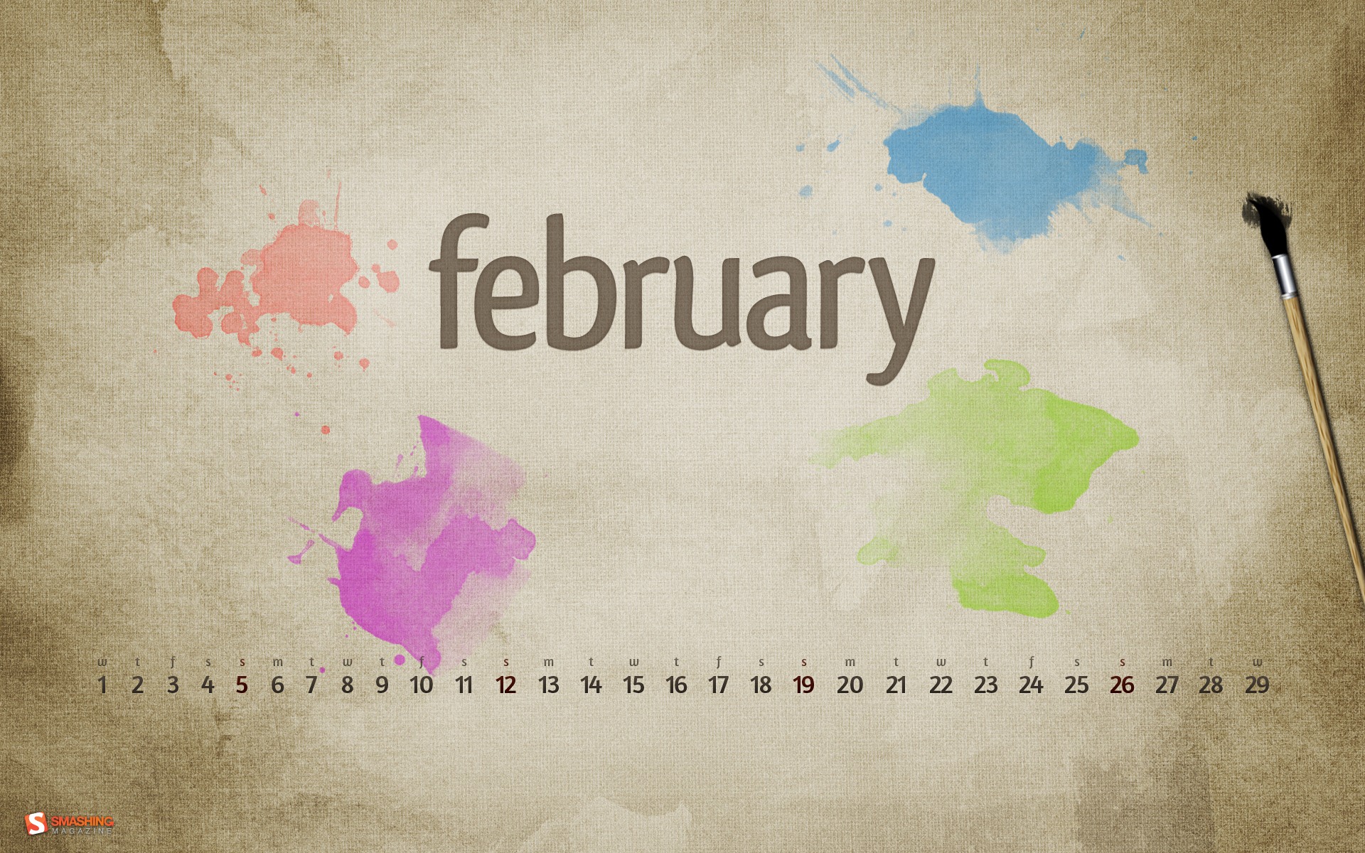2012年2月 月曆壁紙(一) #14 - 1920x1200
