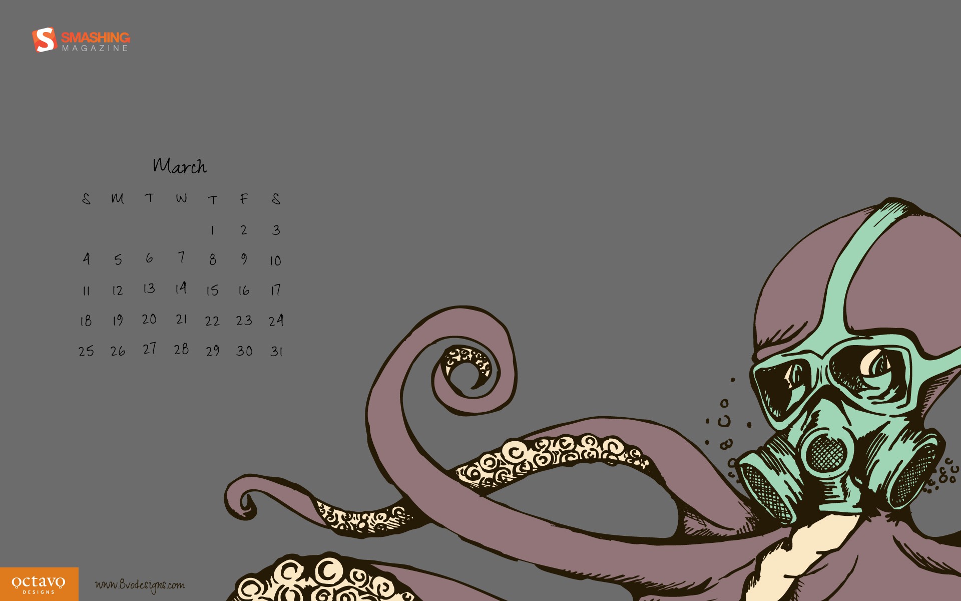 2012年3月カレンダー壁紙 #2 - 1920x1200