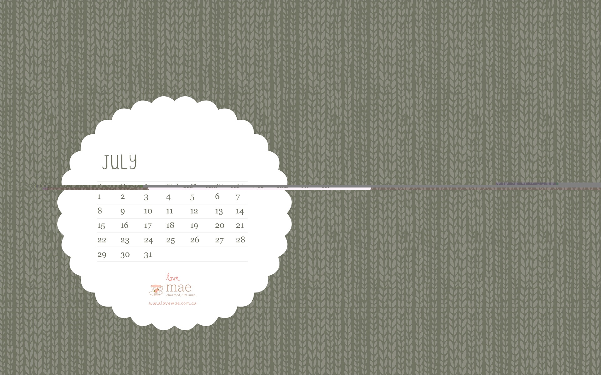 2012年7月 月曆壁紙(一) #2 - 1920x1200