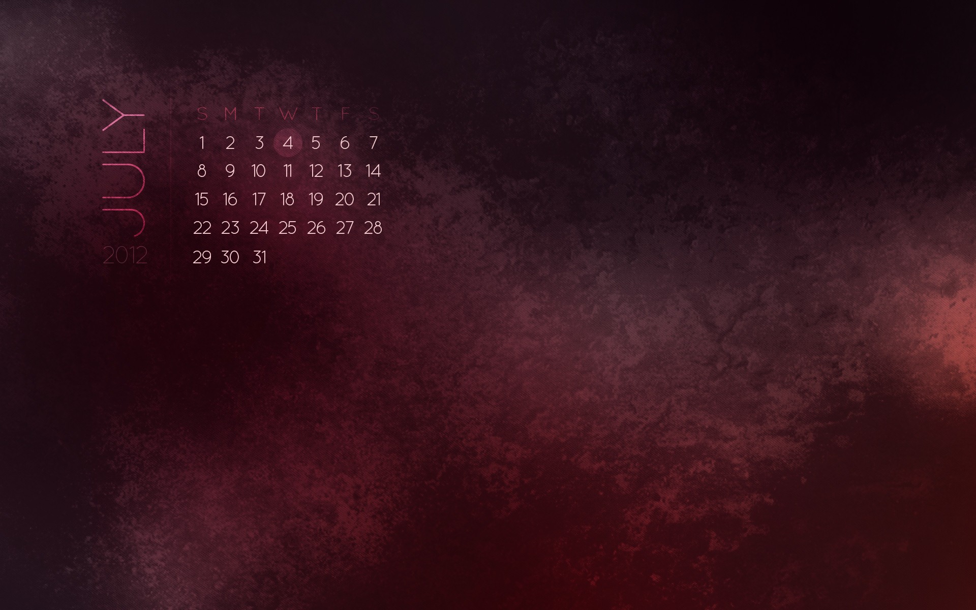 2012年7月カレンダー壁紙（1） #4 - 1920x1200