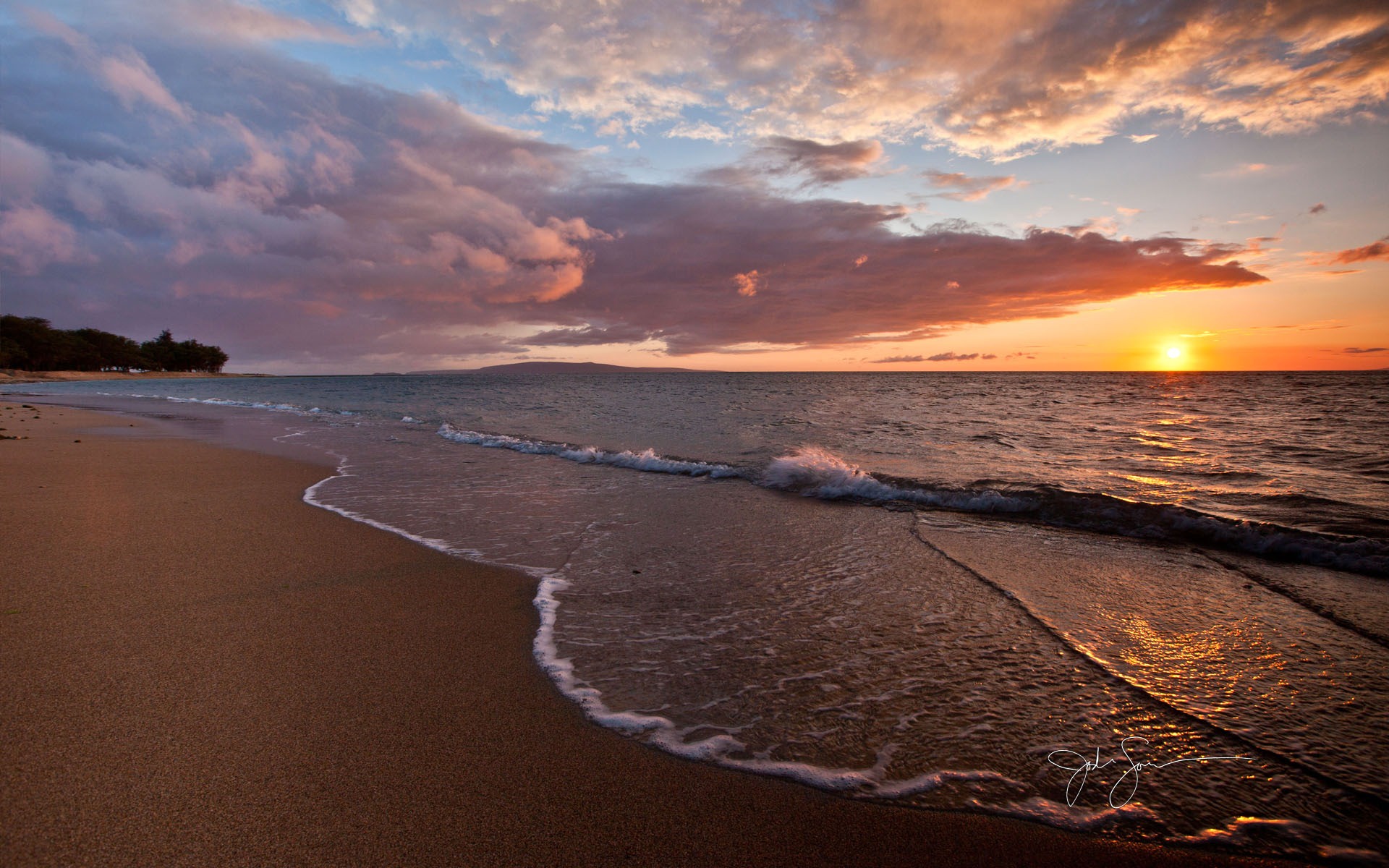 Windows 7 壁紙：海灘的日落日出 #7 - 1920x1200