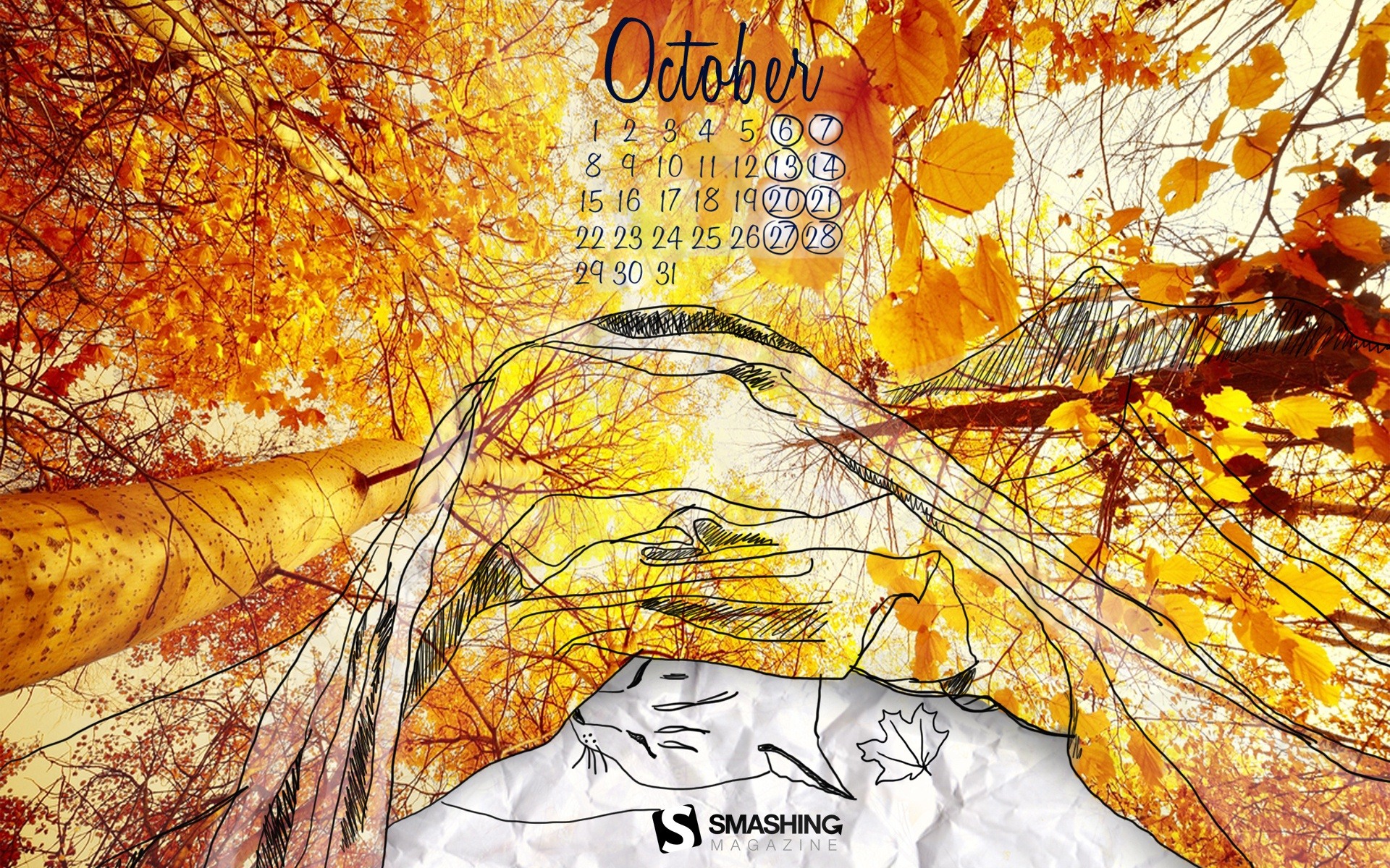 2012年10月 月曆壁紙(一) #1 - 1920x1200