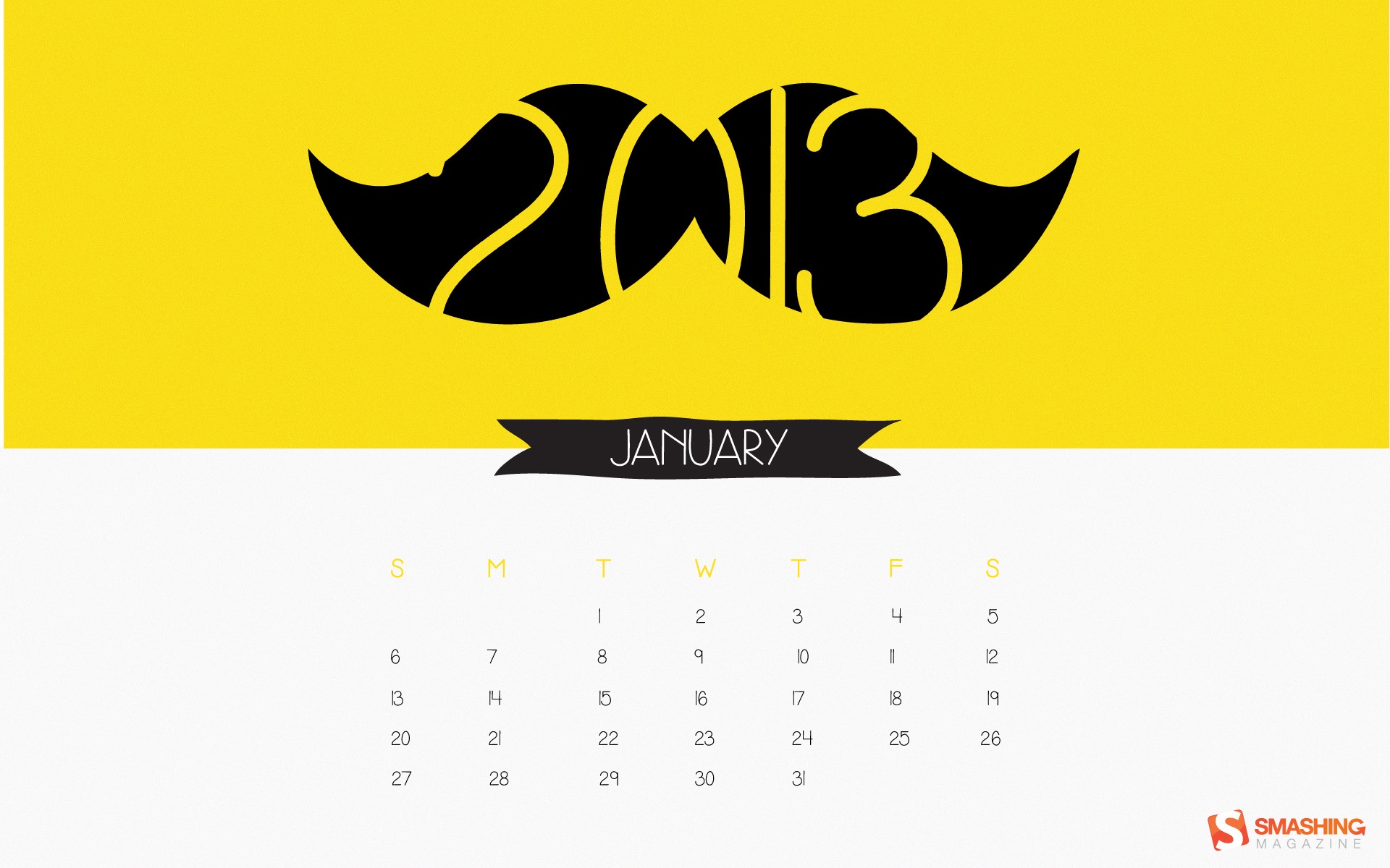 2013年1月 月曆壁紙(一) #20 - 1920x1200
