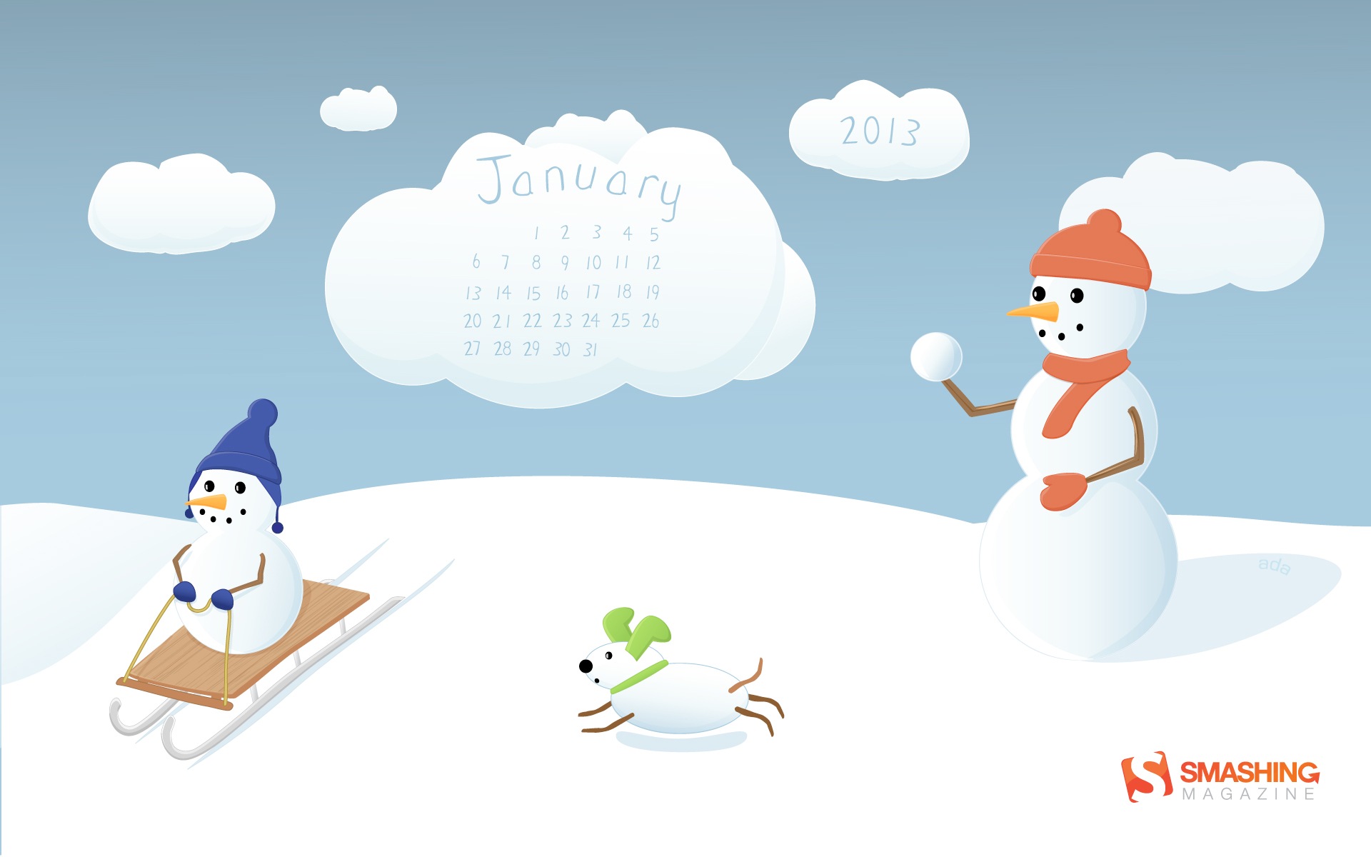 Januar 2013 Kalender Wallpaper (2) #11 - 1920x1200