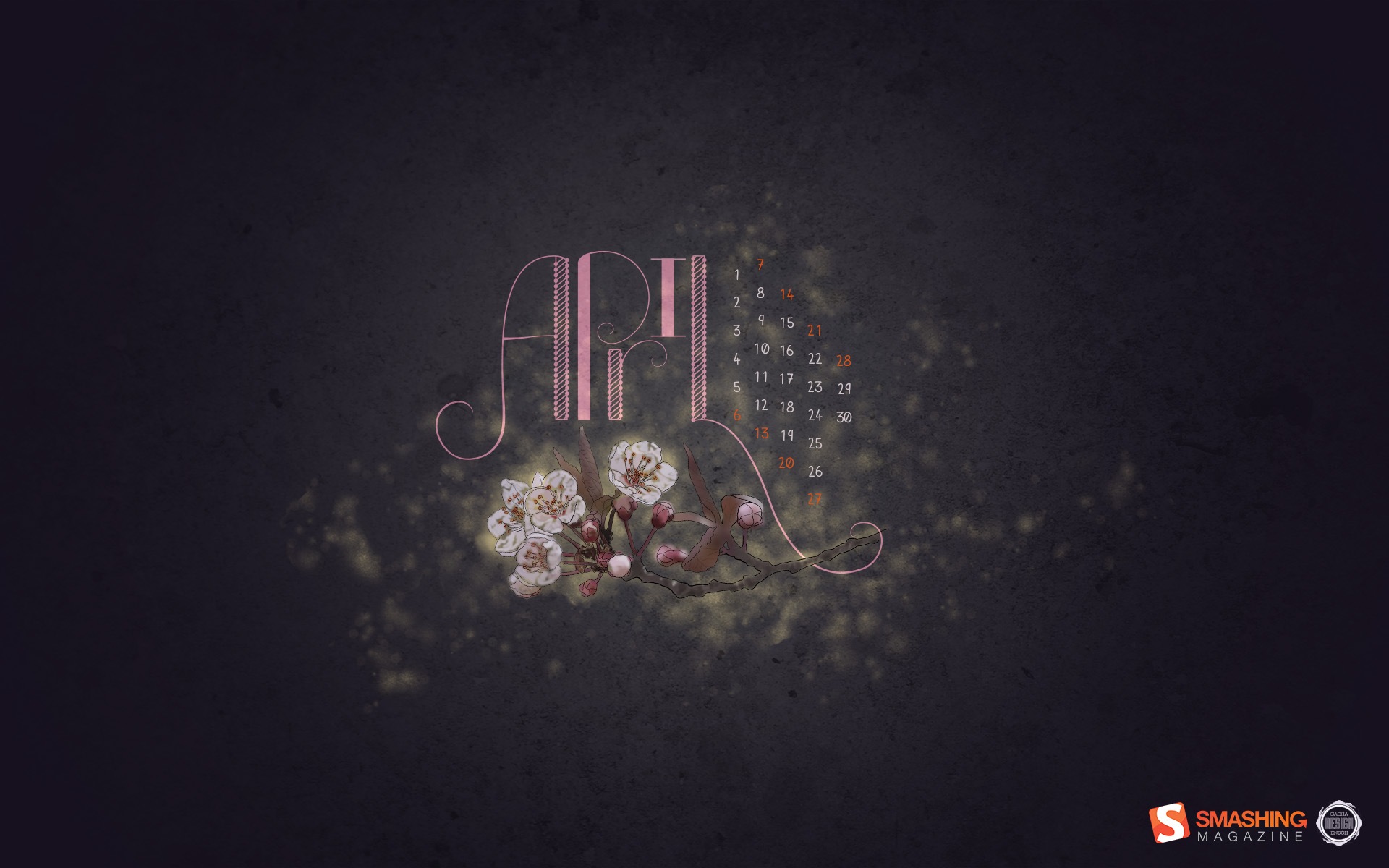 2013年4月 月曆壁紙(一) #16 - 1920x1200