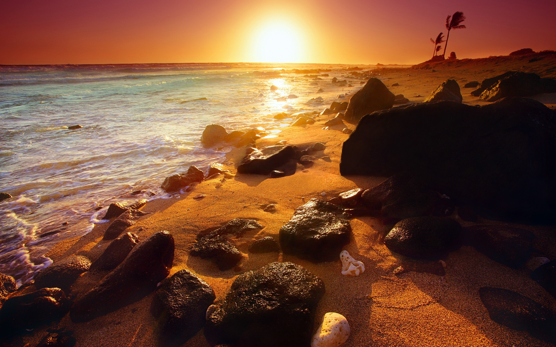 Windows 8 主题壁纸：海滩的日出日落美景1 - 1920x1200