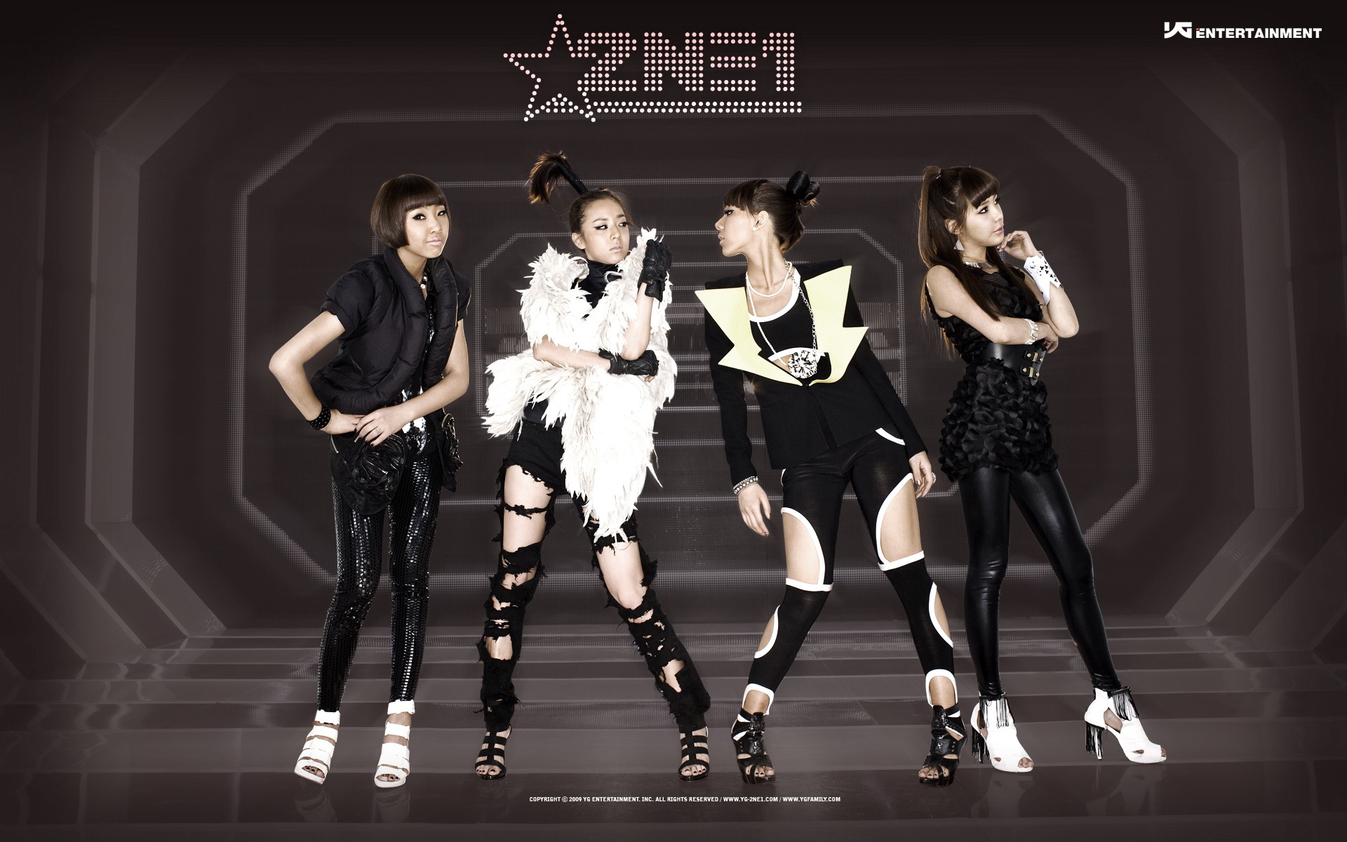 Korean music girls skupina 2NE1 HD tapety na plochu #11 - 1920x1200