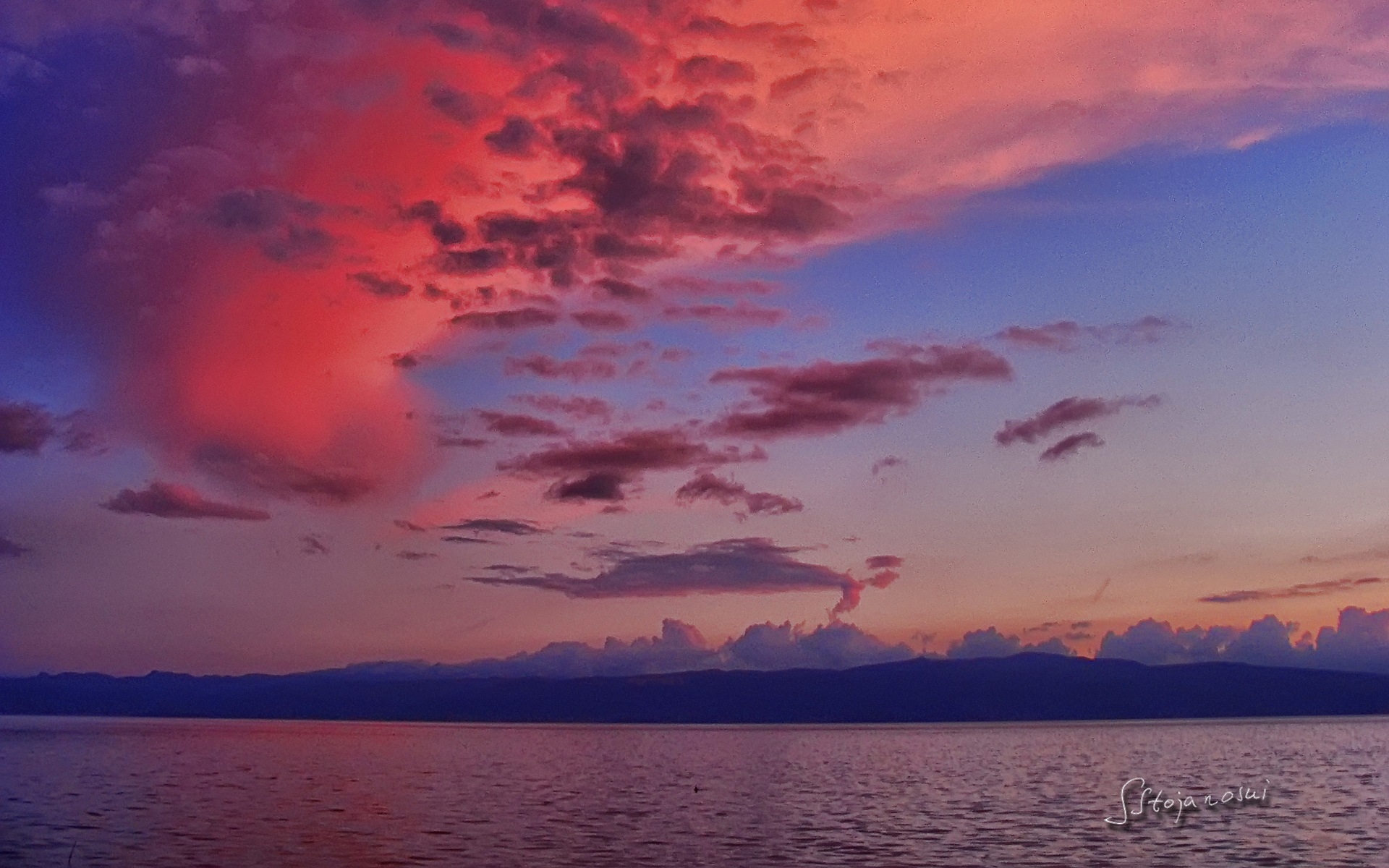 Après le coucher du soleil, le lac d'Ohrid, fonds d'écran Windows 8 thème HD #2 - 1920x1200