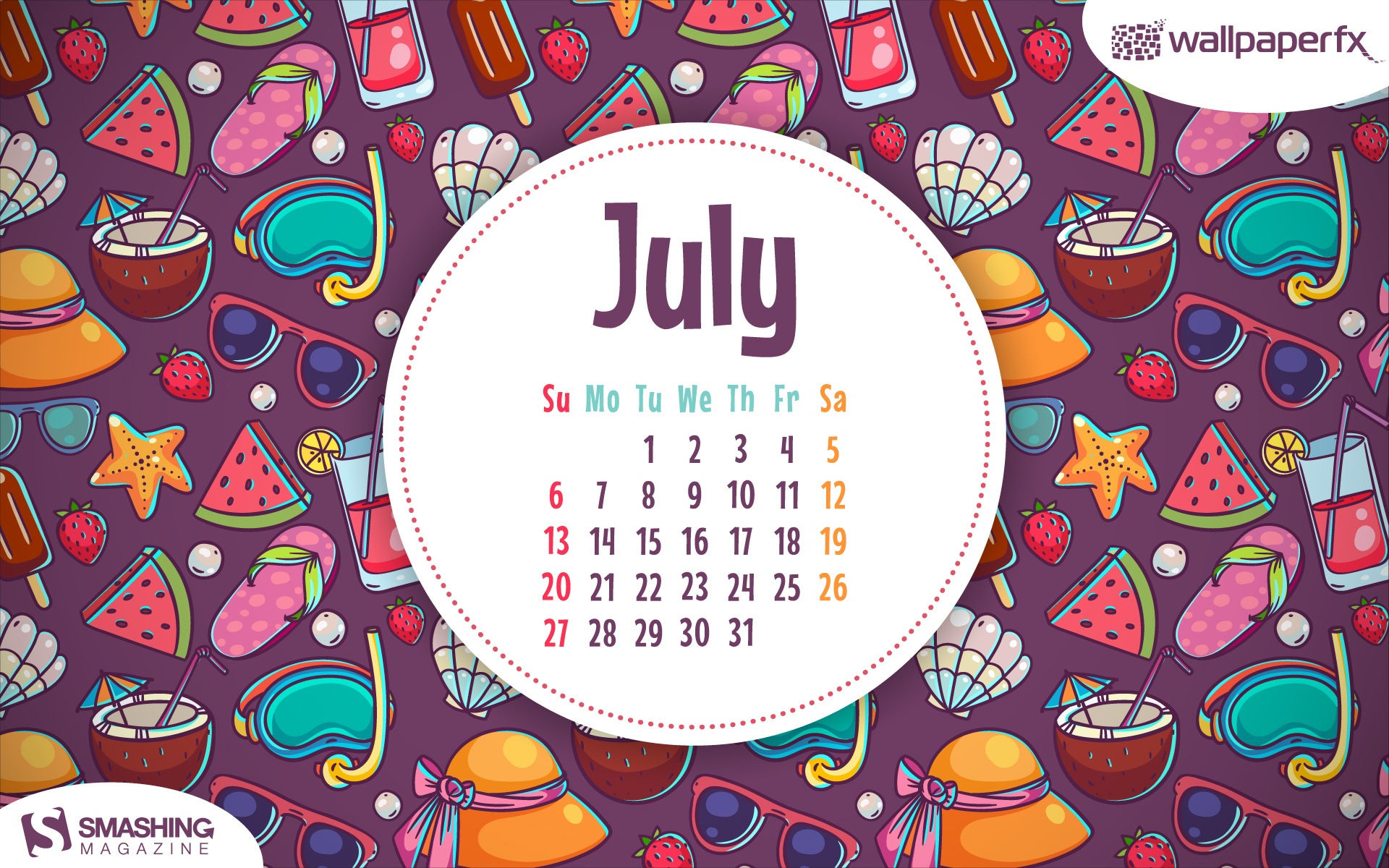 2014年7月 月曆壁紙(一) #6 - 1920x1200